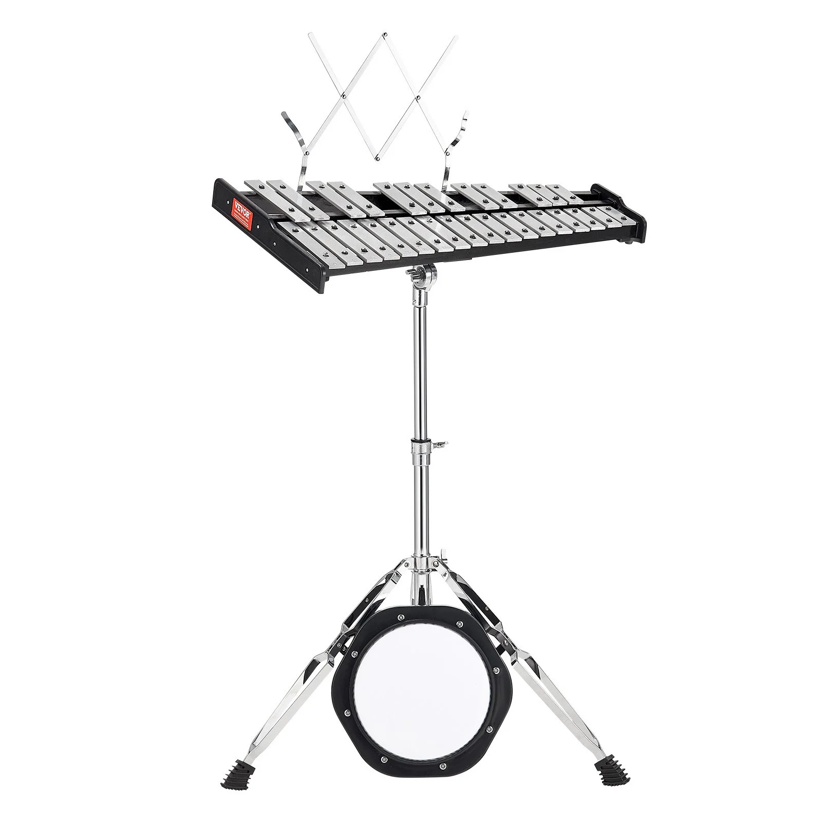 VEVOR 30 Note Glockenspiel Xylophone Bell Kit, Professional Percussion Instrument Set with Mallets, Drum Sticks, Music Stand, 8" Practice Pad, Adjustable Stand and Carrying Bag for Students & Adults