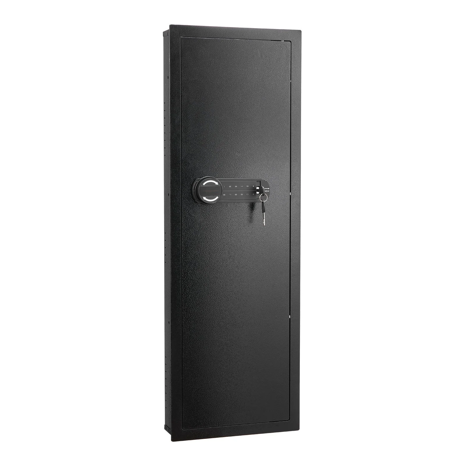 VEVOR Wall Safe, 4-Tier Hidden Wall Mounted Gun Safe with Password & Key, Q235 Cold-Rolled Steel In-Wall Box with LED Lighting, 3 Adjustable Shelves & Key Holders for Money, Jewelry, Passport, Black