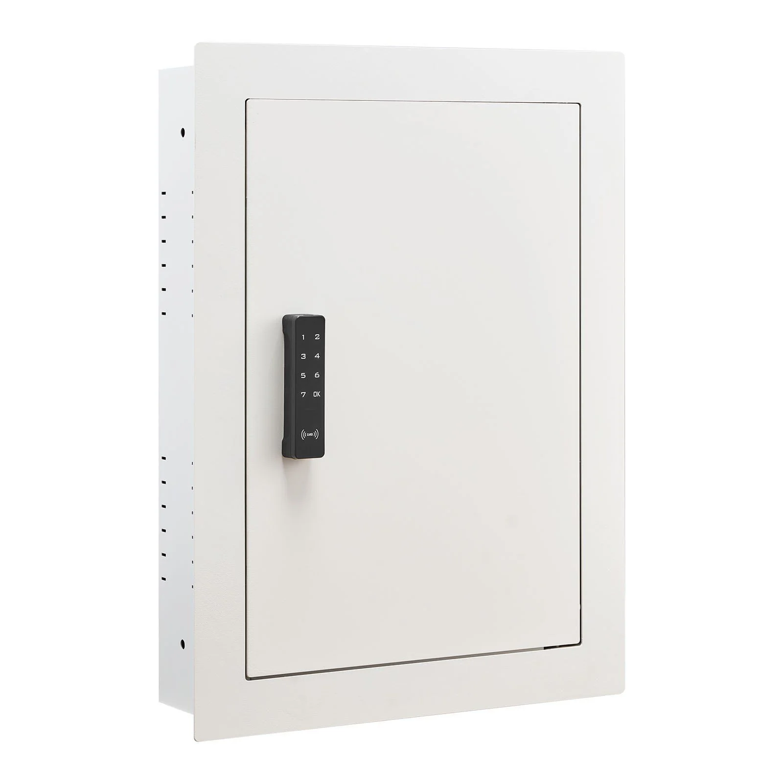 0.83 sq.ft Wall Safe, 3-Tier Hidden Wall Safe with Password, Key & Turning Knob, Q235 Cold-Rolled Steel In-Wall Box with Adjustable Shelves & Mounting Holes for Money, Jewelry, Passport, White