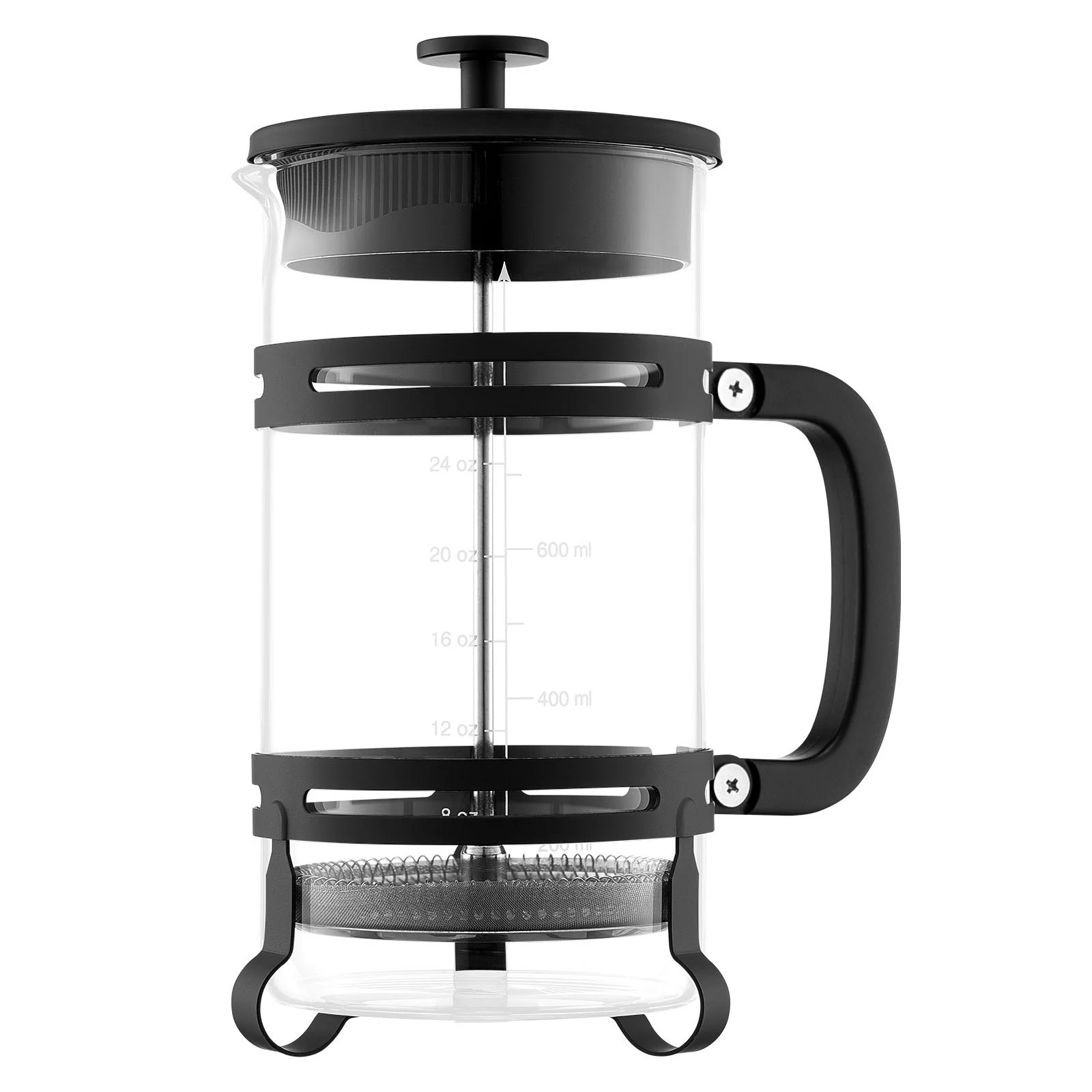 VEVOR French Press Coffee Maker, 1 Liter Borosilicate Glass Coffee Press Tea Maker with Stainless Steel Filter, Large Glass French Presses Cold Brew for Camping Travel Home Kitchen, Silver