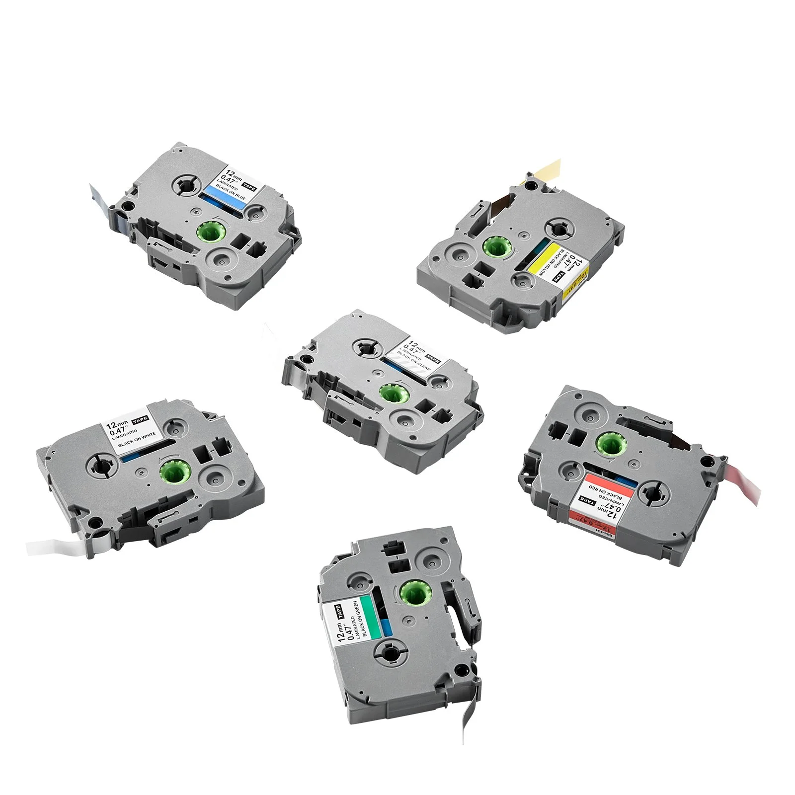 VEVOR Label Maker Tape, 6 Pack, 0.47 in / 12 mm Colored Label Maker Refills Compatible for Various Types of Brother P-Touch, Replacement for Letra Tag TZe-131 TZe-231 TZe-431 TZe-531 TZe-631 TZe-731
