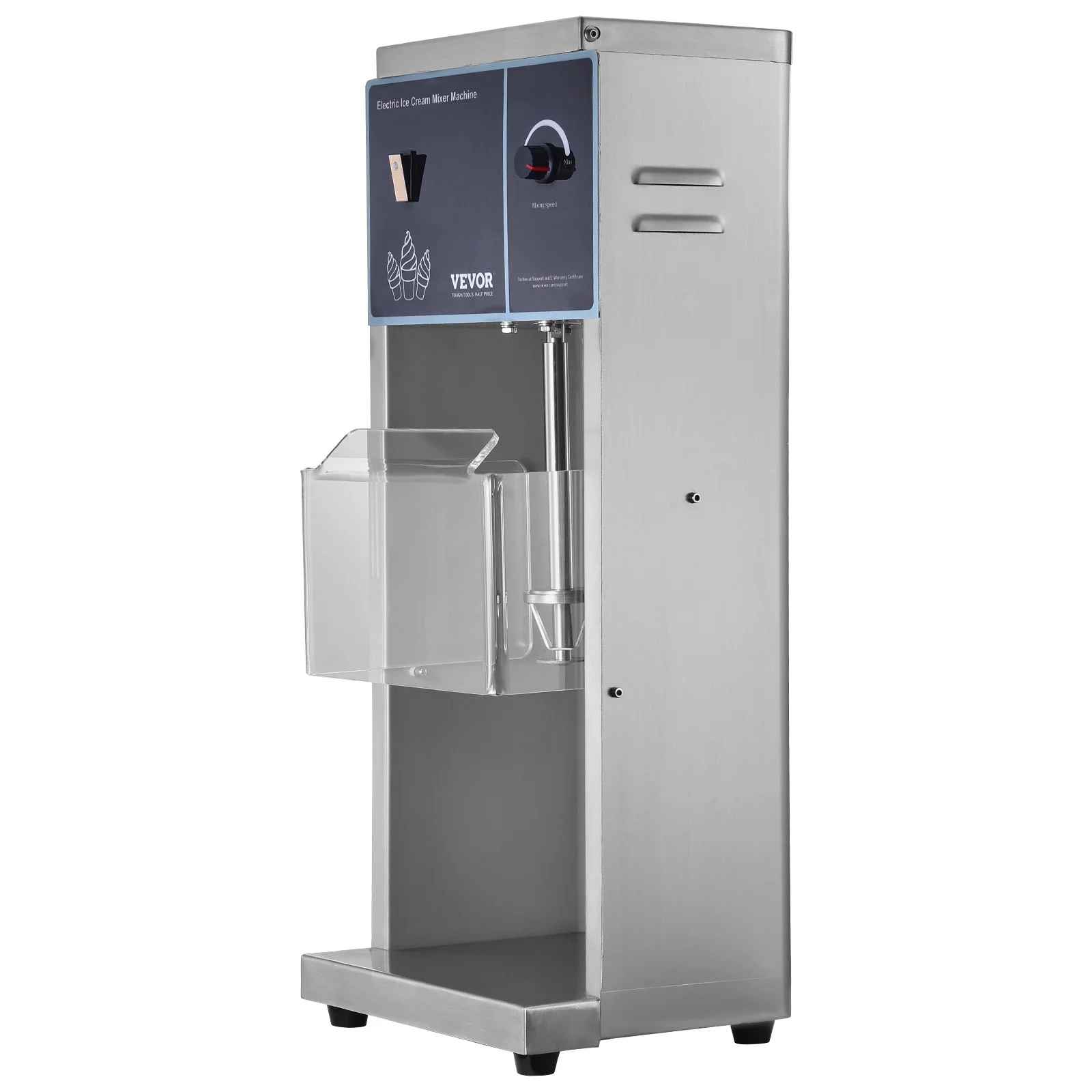 VEVOR Ice Cream Blender, 400W High-Speed Ice Cream Maker Mixer Stir Machine 4200RPM, Stepless Speed Adjustment, 304 Stainless Steel Ice Cream Shaker, 3 Hand Cups, Make Various Flavors of Ice Cream