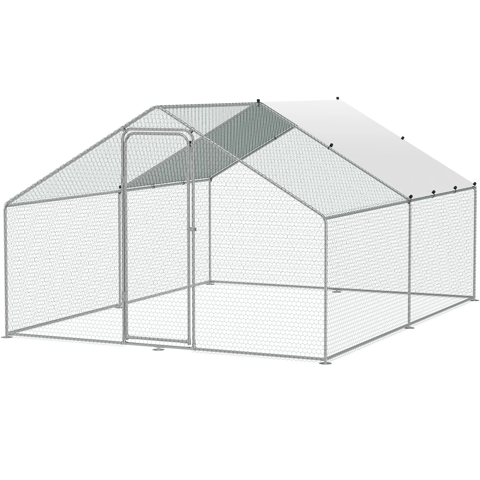 VEVOR Large Metal Chicken Coop, 3x3.93x1.99 m Walk-in Chicken Runs for Yard with Cover, Spire Roof Hen House with Security Lock for Outdoor and Backyard, Farm, Duck Rabbit Cage Poultry Pen