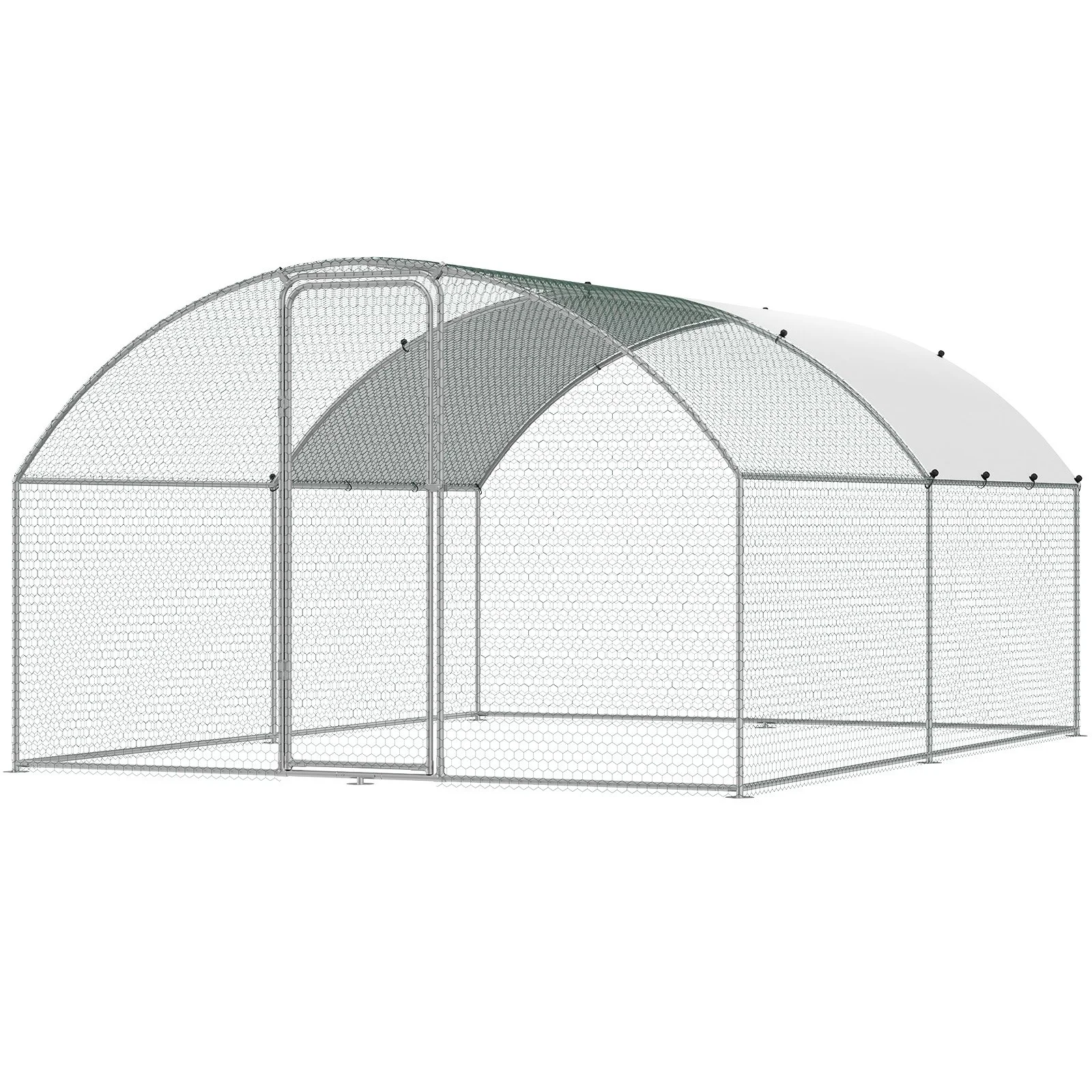 VEVOR Large Metal Chicken Coop, 9.8x12.9x6.5 ft Walk in Chicken Run for Yard with Waterproof Cover, Doom Roof Hen House with Security Lock for Outdoor and Backyard, Farm, Duck Rabbit Cage Poultry Pen