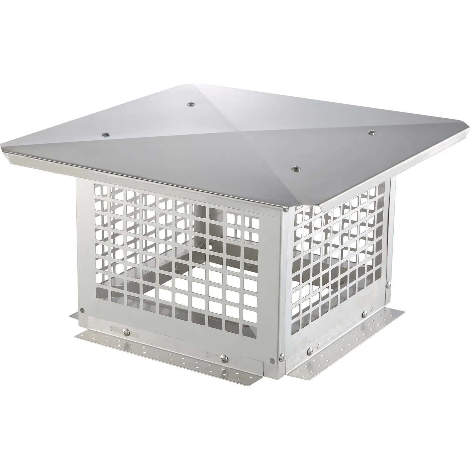 Chimney Cap 304.8 x 304.8mm, 304 Stainless Steel Fireplace Chimney Cover, Not Easily Toppled & Practical Accessories & Easy Installation, Fits Mesh Flue Covers Outside Clay Flue Shingles, Silver
