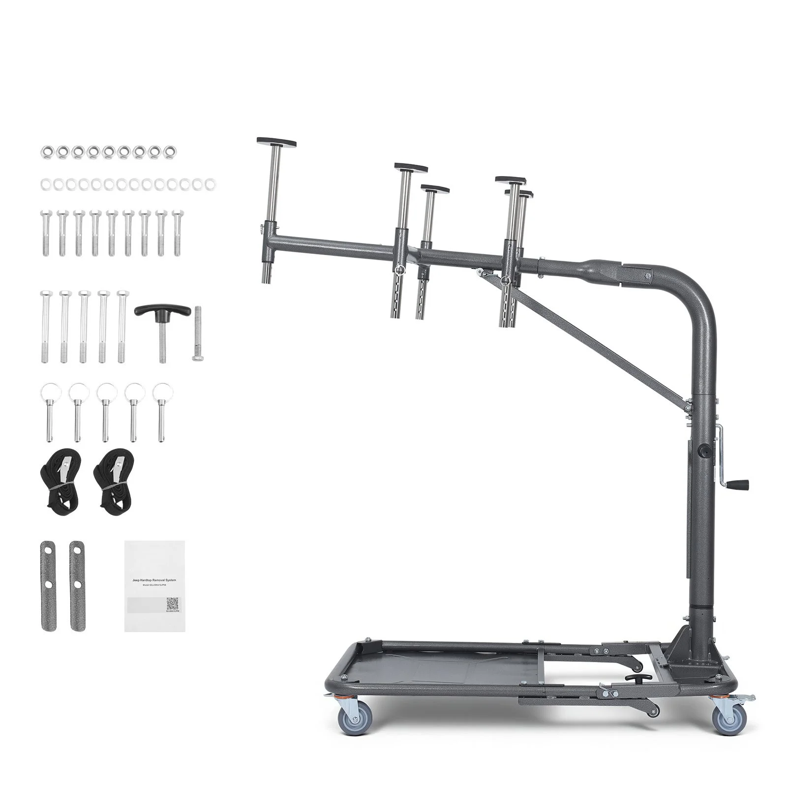 Hard Top Remover Lift, 99.79 kg, Foldable Jeep Hardtop Removal and Storage System, Easy One-Person Operation, Adjustable Height, for Jeep Wrangler YJ, TJ, JK, JL, 4XE, Ford Bronco 4 Door &6 Gen+