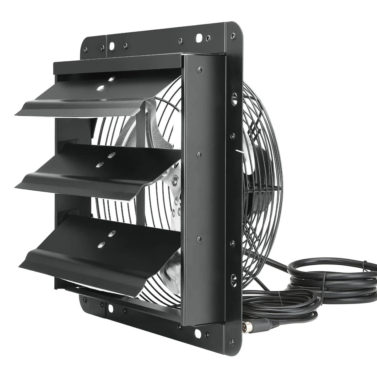 VEVOR Shutter Exhaust Fan, 254mm / 10inch with Temperature Humidity Controller, EC-motor, 843 CFM, Variable Speed Adjustable Wall Mount Attic Fan, Ventilation and Cooling for Greenhouses, Garages, Sheds