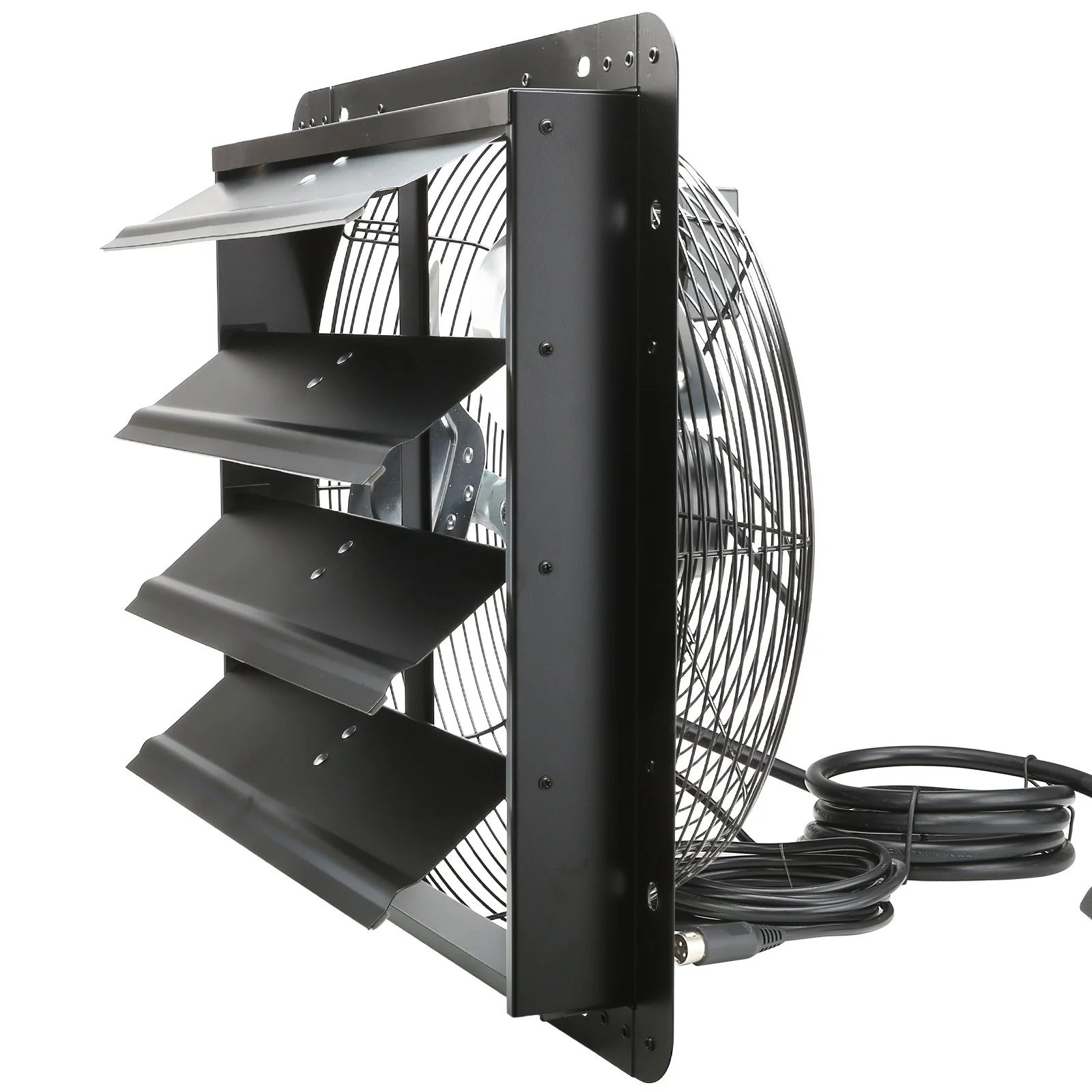 VEVOR Shutter Exhaust Fan, 406 mm /16inch with Temperature Humidity Controller, EC-motor, 1747 CFM, Variable Speed Adjustable Wall Mount Attic Fan, Ventilation and Cooling for Greenhouses, Garages, Sheds