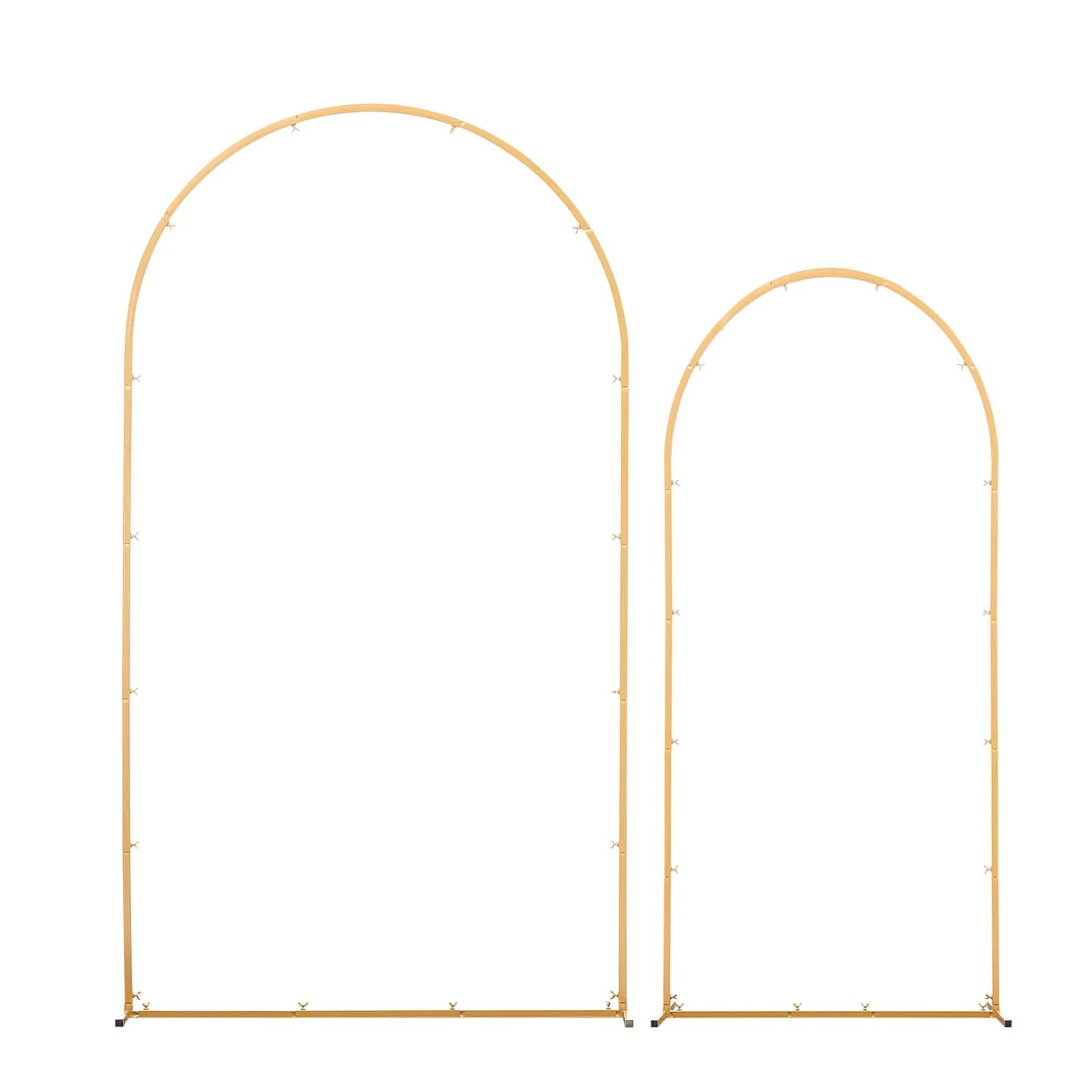Arch Backdrop Stand, Set of 2, 2.2 m and 1.8 m, Stable Structure, Easy Assembly, Gold Metal Arch Backdrop Stand with Cover for Wedding, Birthday Party, Celebration, and Ceremony Decoration