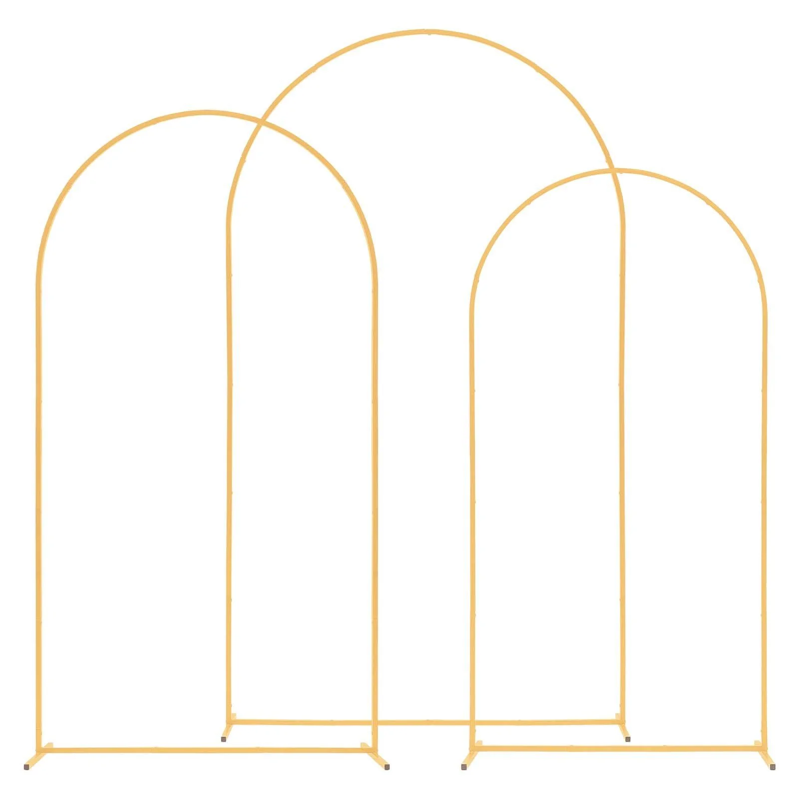 Arch Backdrop Stand, Set of 3, 2.4/2.2/2 m, Stable Structure, Easy Assembly, Gold Metal Arch Backdrop Stand for Wedding, Birthday Party, Graduation, Holiday Celebration, and Ceremony Decoration