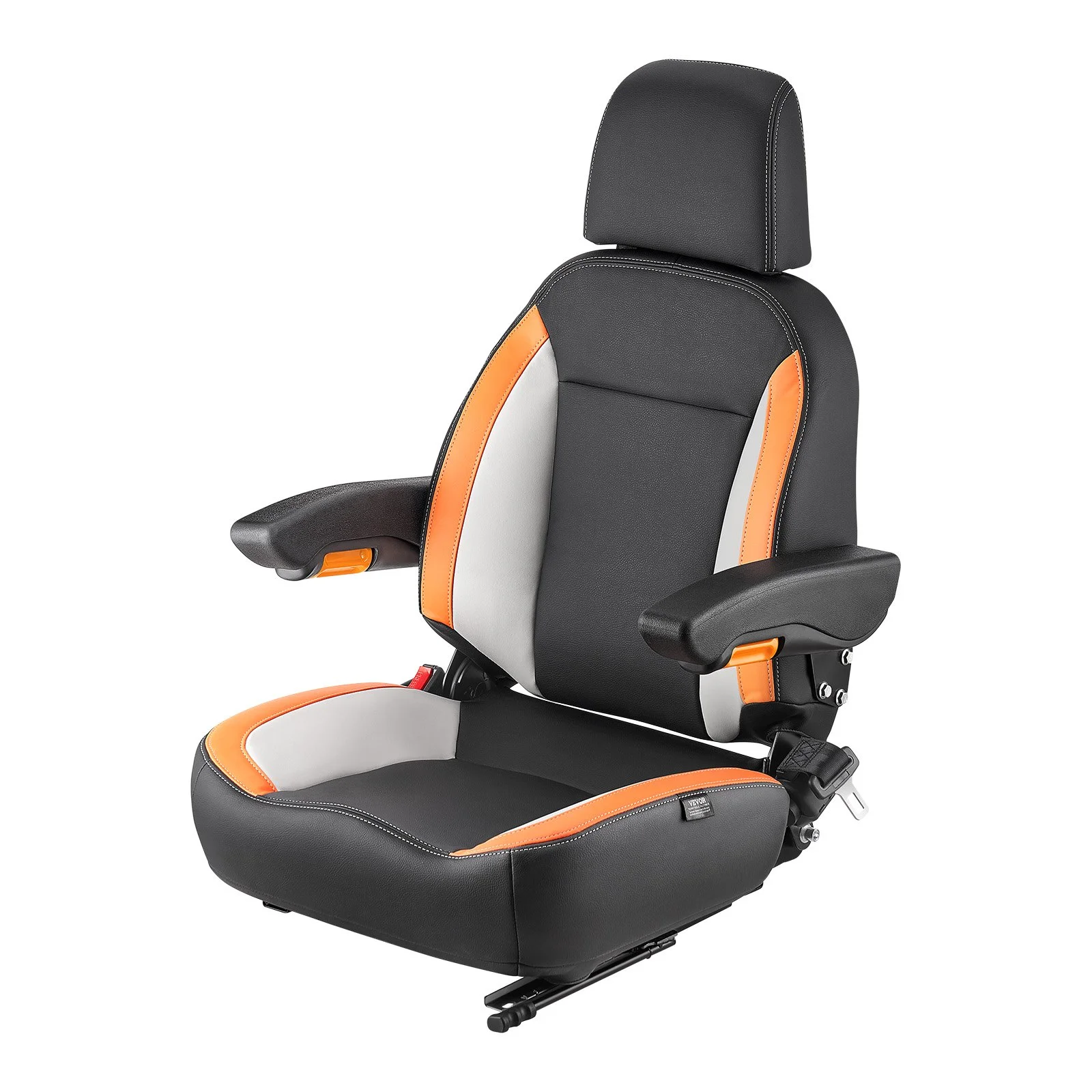 VEVOR Forklift Seat Mower Tractor Seat Adjustable Back Seatbelt & Headrest