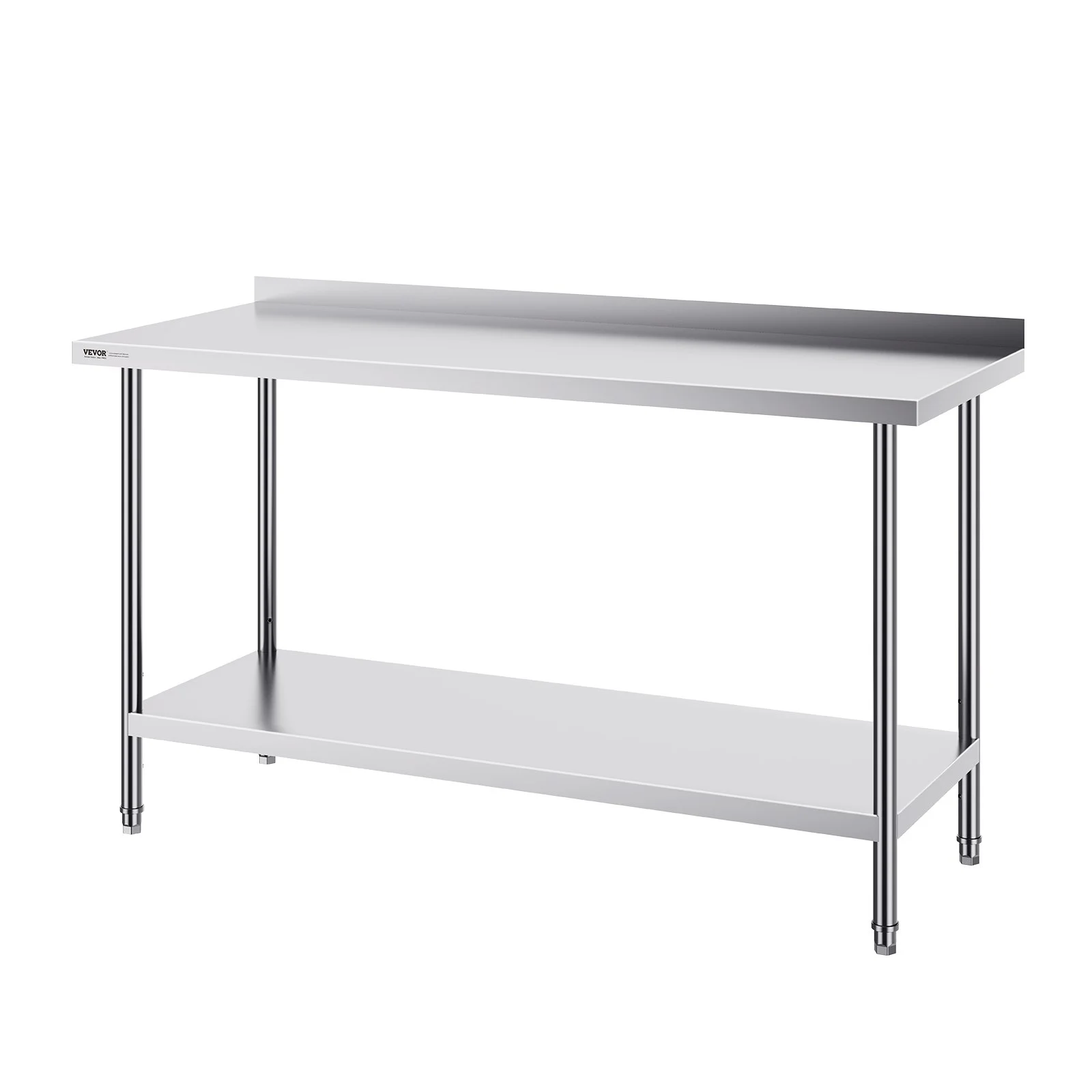 VEVOR 24 x 60 x 36 Inch Stainless Steel Work Table, Commercial Food Prep Worktable Heavy Duty Prep Worktable, Metal Work Table with Adjustable Height for Restaurant, Home and Hotel