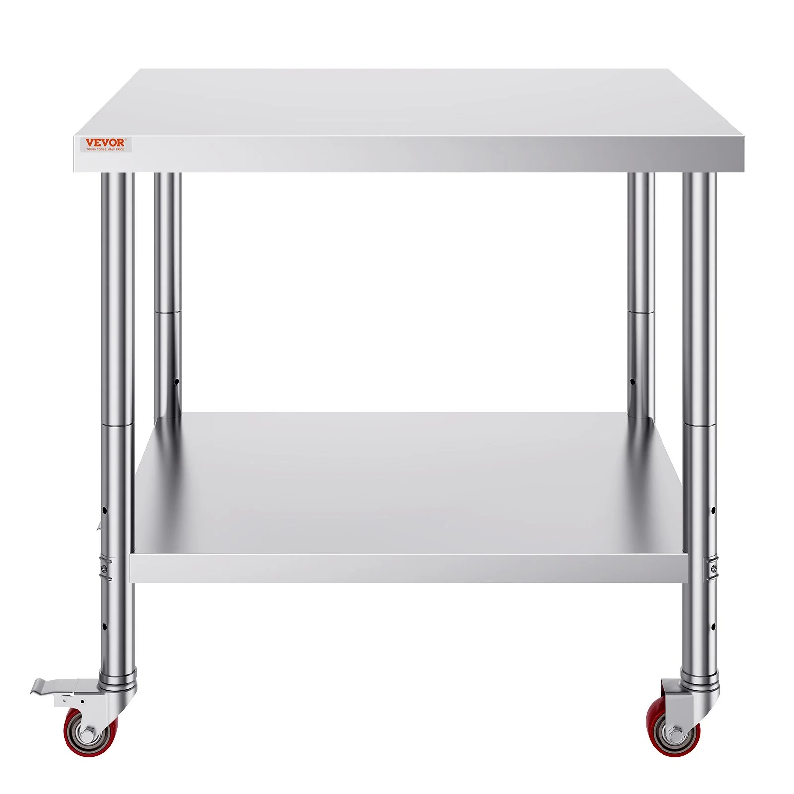 30x36x34 Inch Stainless Steel Work Table 3-Stage Adjustable Shelf with 4 Wheels Heavy Duty Commercial Food Prep Worktable with Brake for Kitchen Prep  thumbnail 10