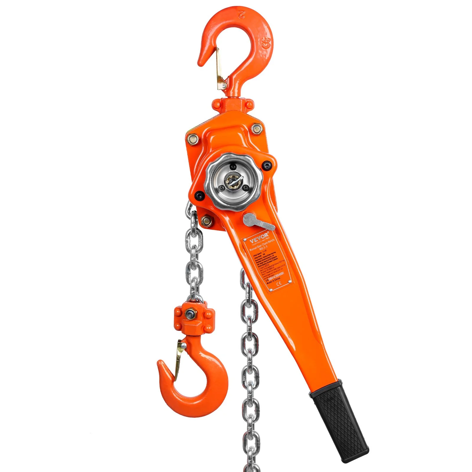 VEVOR Manual Lever Chain Hoist, 1-1/2 Ton 3300 lbs Capacity 10 FT Come Along, G80 Galvanized Carbon Steel with Weston Double-Pawl Brake,Auto Chain Leading & 360° Rotation Hook, for Garage Factory Dock