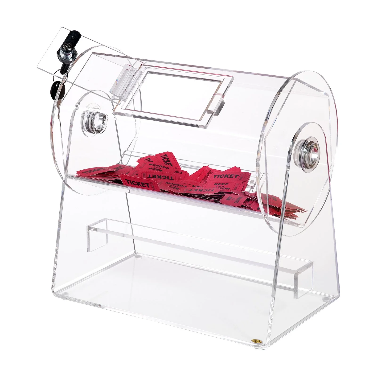 VEVOR Acrylic Raffle Drum, Holds 2500 Tickets or 100 Raffle Balls, Professional Raffle Ticket Spinning Cage with 2 Keys, Transparent Lottery Spinning Drawing, Raffle Ticket Box for Lottery Games Bingo