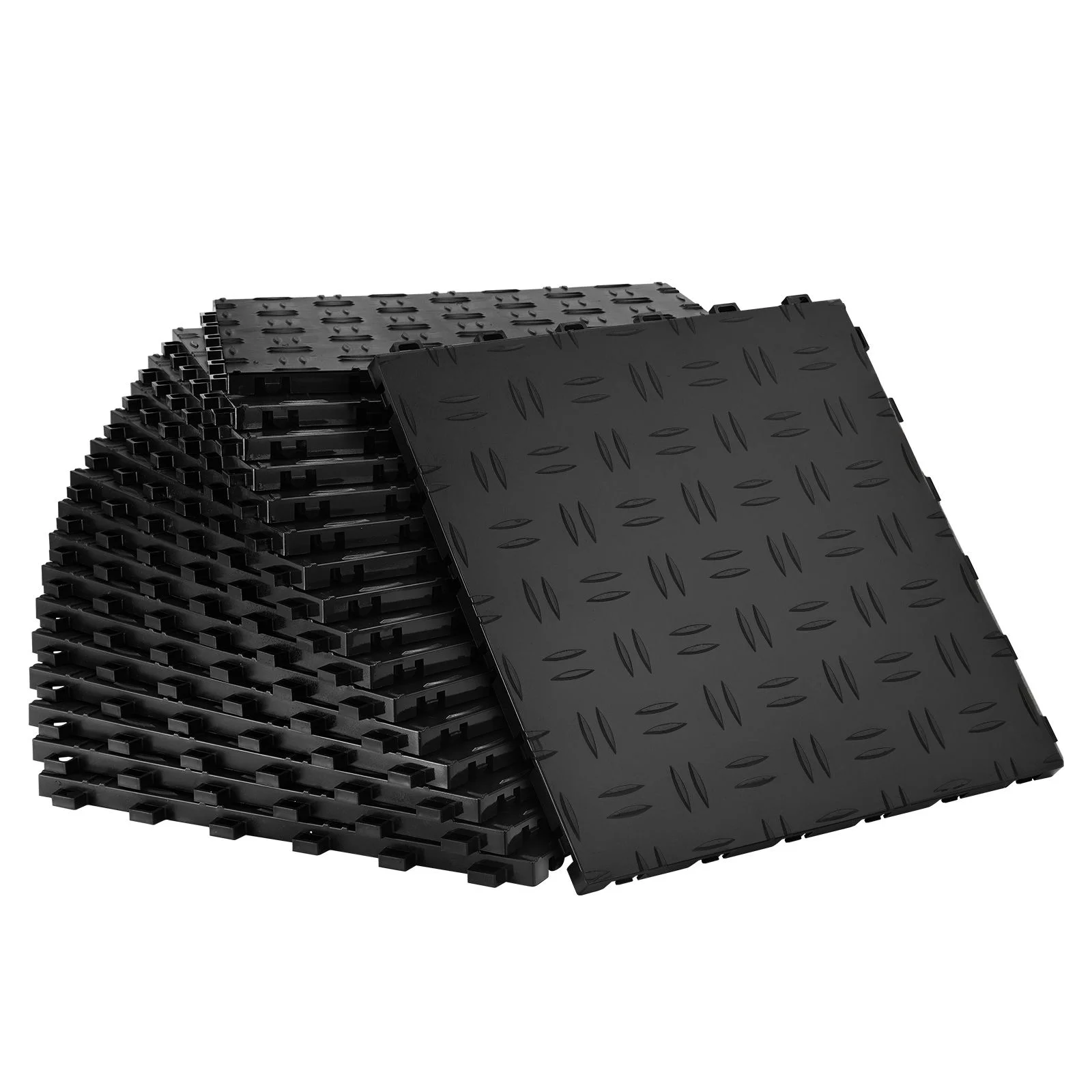 Garage Tiles Interlocking, 12 x 12 x 0.53 inch 25 Pack Garage Floor Covering Tiles, Non-Slip Double-Sided Texture Garage Flooring Tiles, for Garages, Basements, Repair Shops, Black