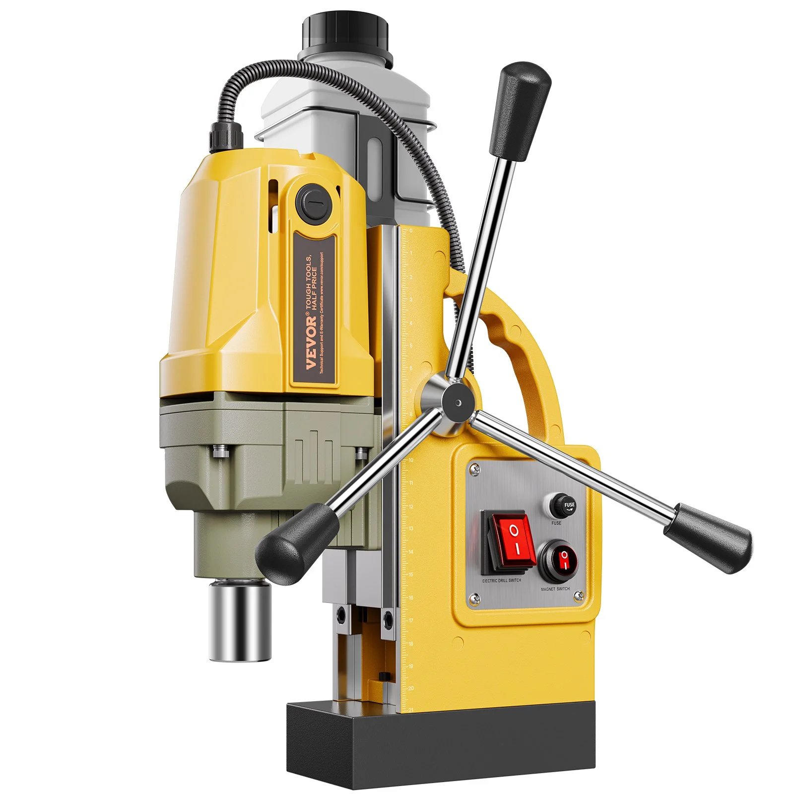 Magnetic Drill, 1400W Motor 1.6 in Boring Diameter, 2810 lbf Portable Electric Mag Drill Press, with 11 Coring Bits, 800 RPM Speed, Drilling Machine for Metal Surface, Home Improvement Industry