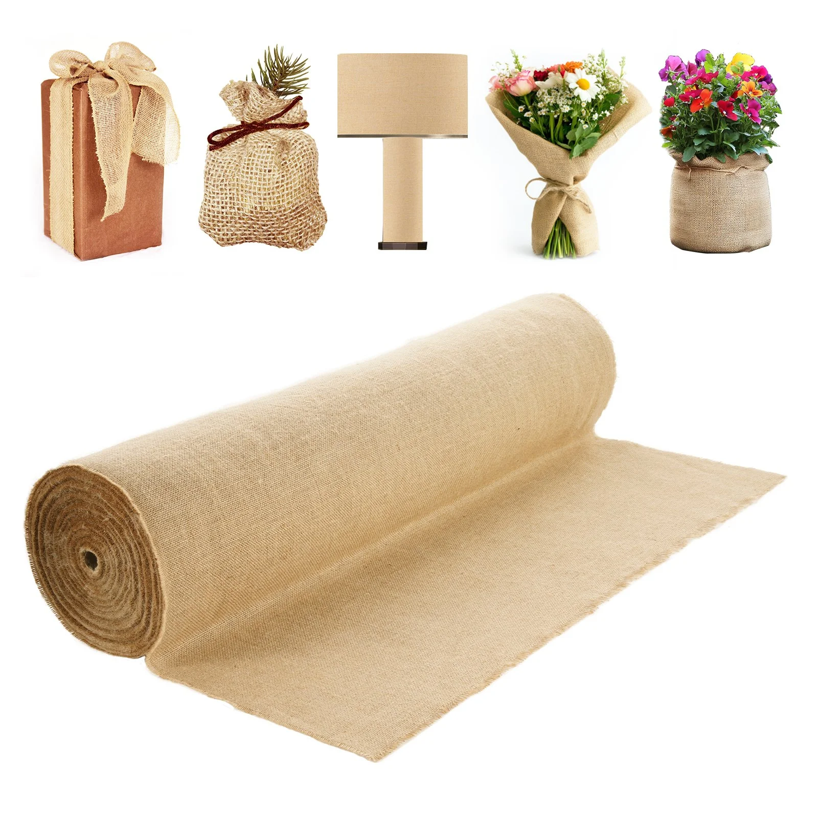VEVOR Burlap Fabric Roll Burlap Tree Wrap 1016 mm x 45.7 m for Crafts & Plants