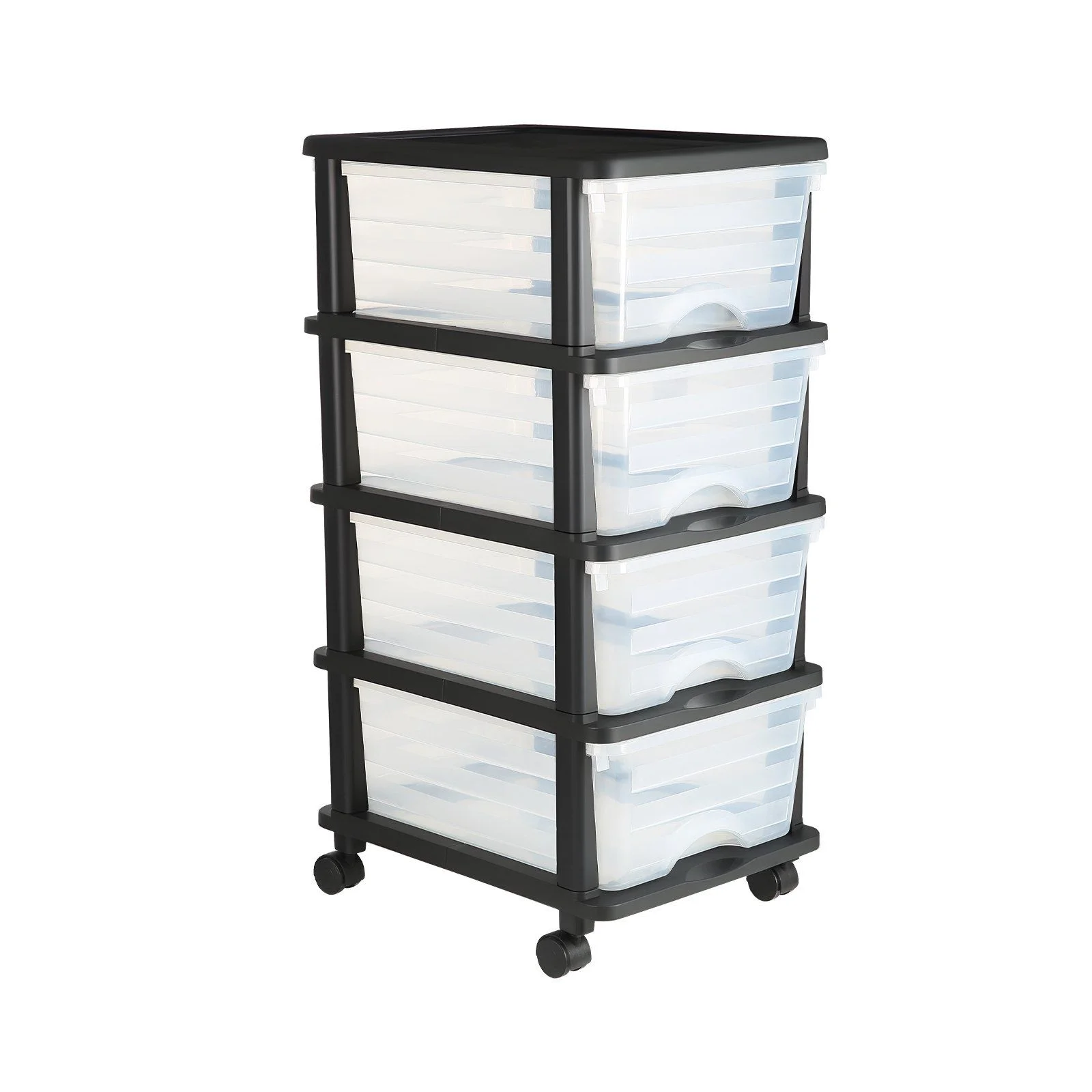 Plastic Storage Drawers Cart, 4 Drawers Storage Organizer with Wheels, Rolling Closet Organization and Storage Dividers, Dresser Organizer Clear Bins for Office Supplies, Craft Rooms, Classrooms