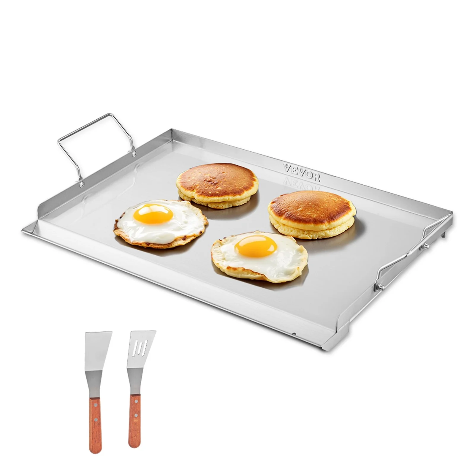 Stainless Steel Griddle, 23x16 inch Universal Flat Top Rectangular Plate, Gas Grill Griddle for BBQ Grill, Teppanyaki, Portable Family Cookware with Handle, for Camping Tailgating Party