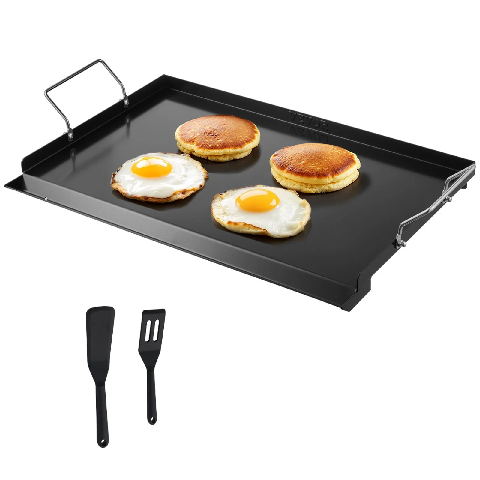Carbon Steel Griddle, 24x16 inch Universal Flat Top Rectangular Plate, Gas Grill Griddle for BBQ Grill, Teppanyaki, Portable Family Cookware with Handle, for Camping Tailgating Party