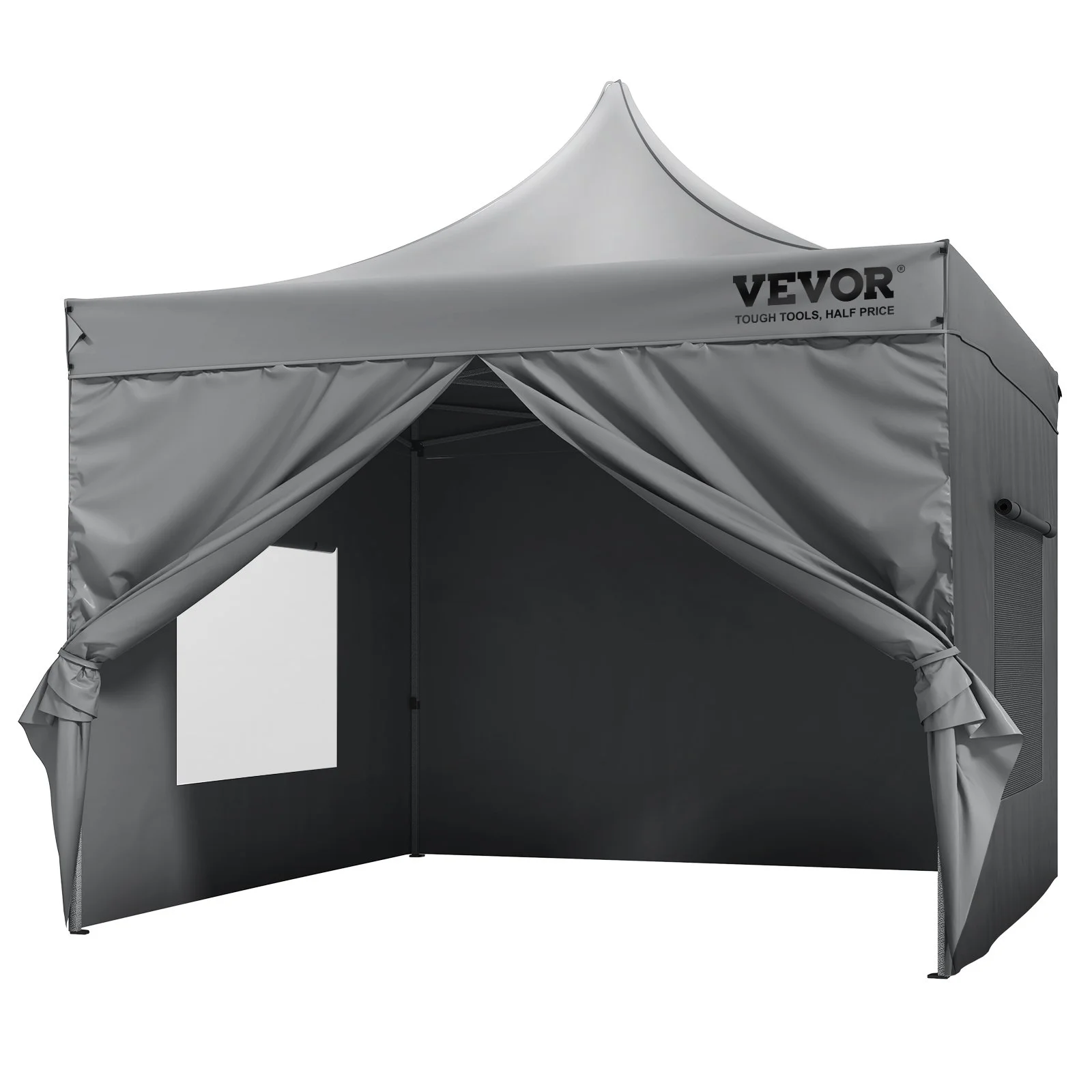 VEVOR 304.8 x 304.8 cm Pop up Canopy with Removable Sidewalls, Instant Canopies Portable Gazebo & Wheeled Bag, UV Resistant Waterproof, Enclosed Canopy Tent for Outdoor Events, Patio, Backyard, Party