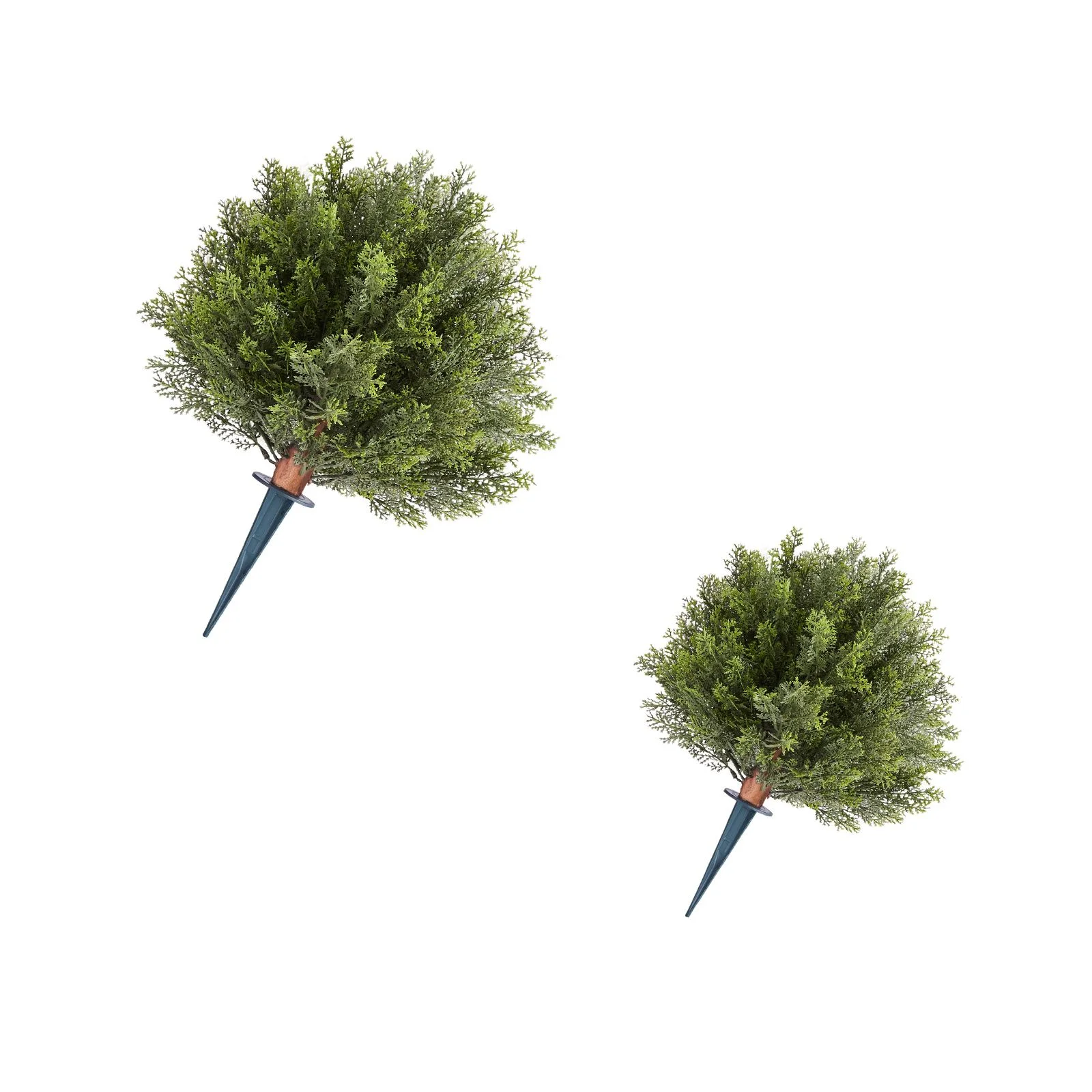 Artificial Topiary Cypress Trees with Ground Spike, 2 Set 406mm Faux Shrubs & Bushes Potted Plants, Fake Silk Tree Look Real for Decor Front Porch Outdoor Indoor Patio Garden Balcony Backyard