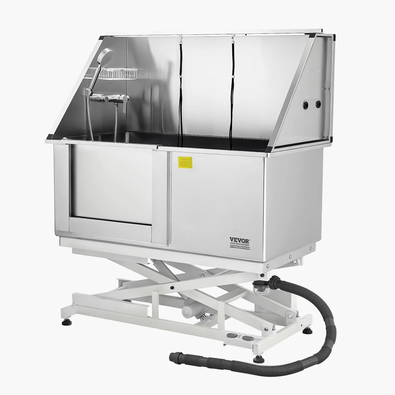 VEVOR 127 cm Electric Dog Grooming Bath Tub Stainless Steel w Water Filter Left