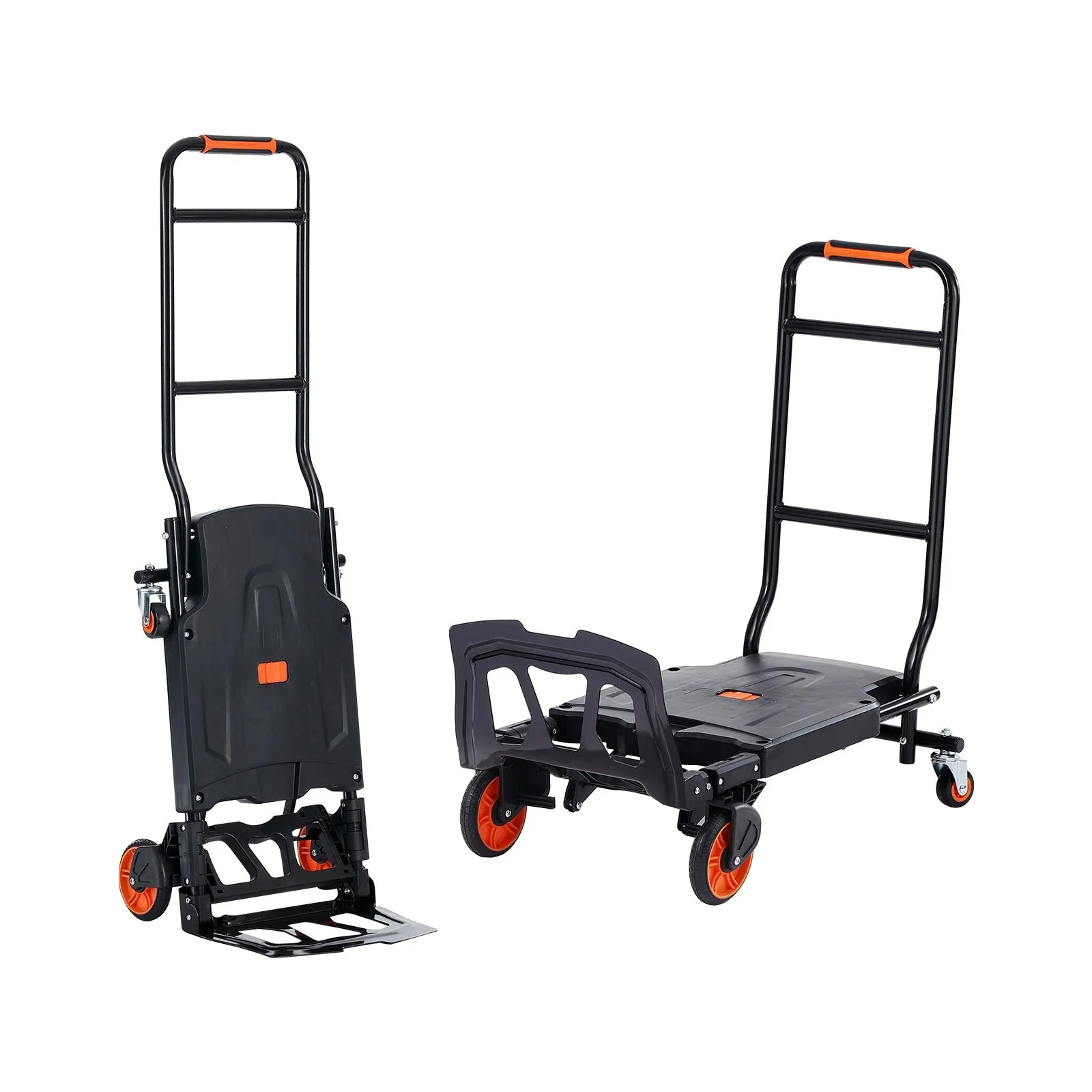 VEVOR Aluminum Hand Truck, 2 in 1, 136 kg Max Load Capacity, Heavy Duty Industrial Convertible Folding Hand Truck and Dolly, Utility Cart Converts from Hand Truck to Platform Cart with Rubber Wheels