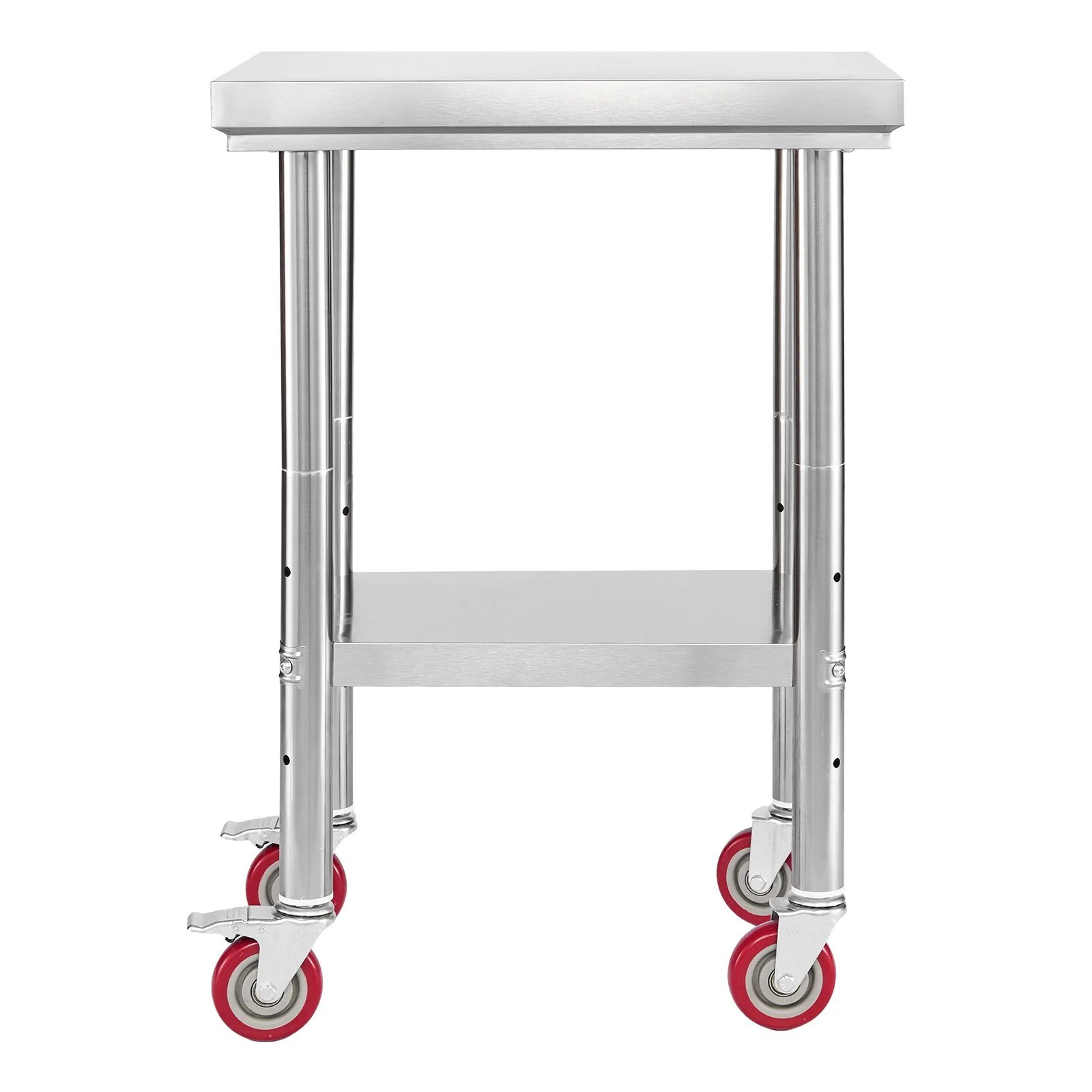 VEVOR Stainless Steel Table, 61 x 45 cm Food Prep Worktable with Wheels, Kitchen Prep Table with Adjustable Undershelf Workstations for Commercial Kitchen, Restaurant, Hotel and Garage, Outdoor