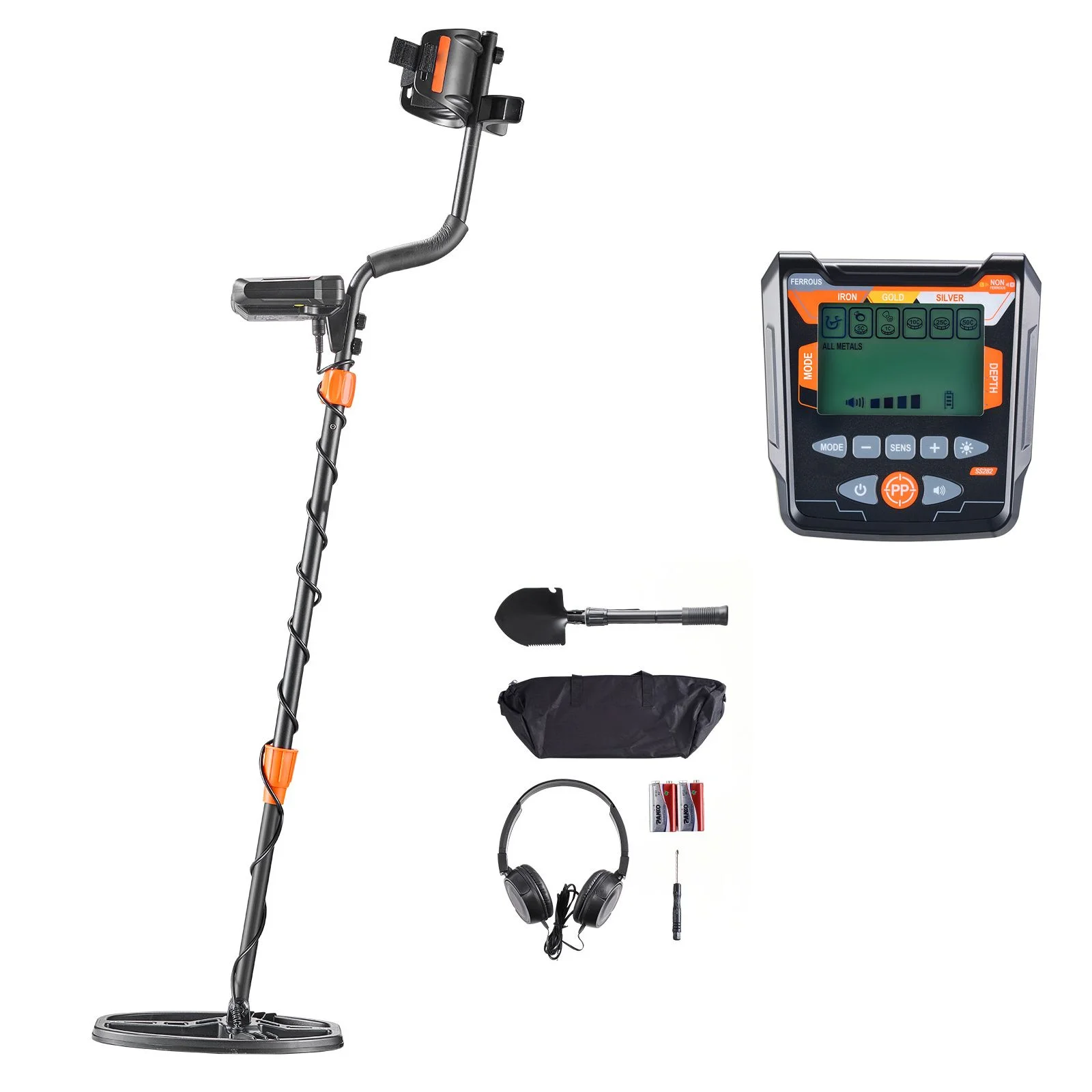 Metal Detector for Adults, 254 mm, Professional High Accuracy Gold Detector, IP68 Waterproof Search Coil with Display, Headphones, 5 Modes, Adjustable Length, for Detecting Gold Treasure Hunting