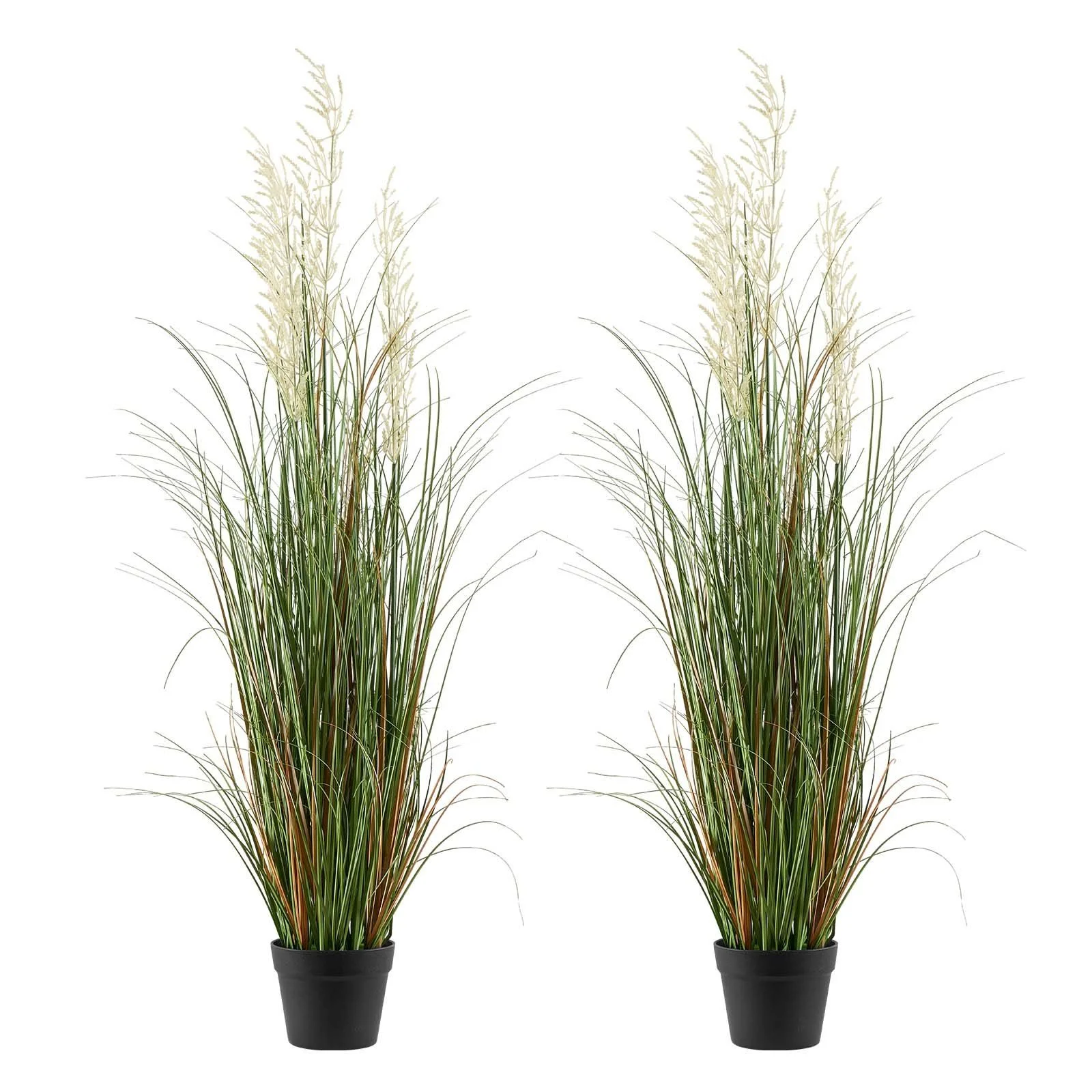Artificial Grass Plant, 2 Pack 1194mm Reed Flower Grass in Pot, Premium PVC Faux Fake Greenery Shrubs Plant for Indoor Outdoor House Home Garden Office Room Décor, Housewarming, Green