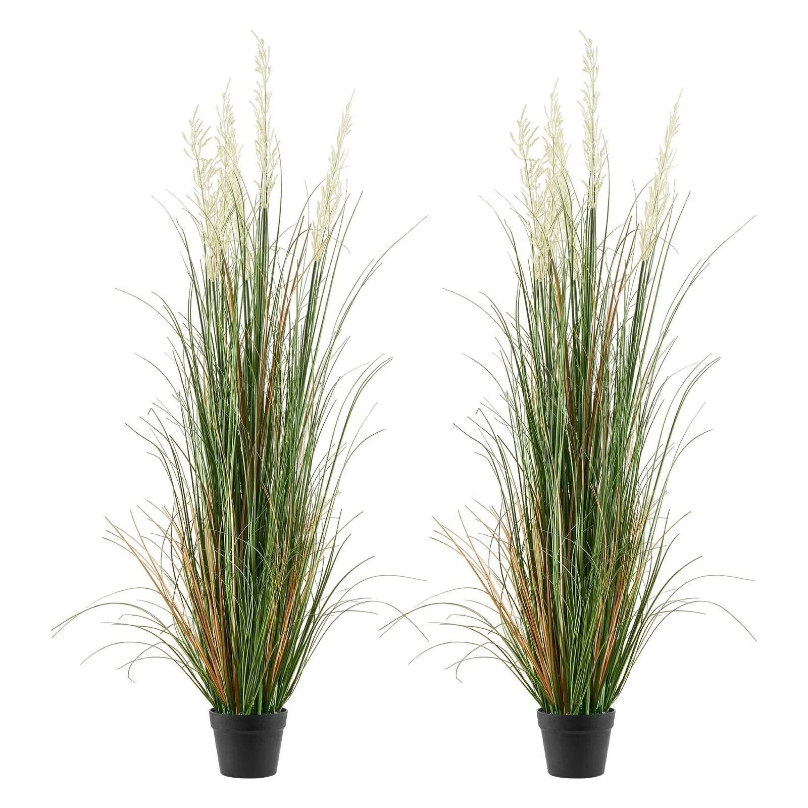 Artificial Grass Plant, 2 Pack 1499mm Faux Reed Flower Grass in Pot, Premium PVC Fake Greenery Shrubs Plant for Indoor Outdoor House Home Garden Office Room Décor, Housewarming, Green
