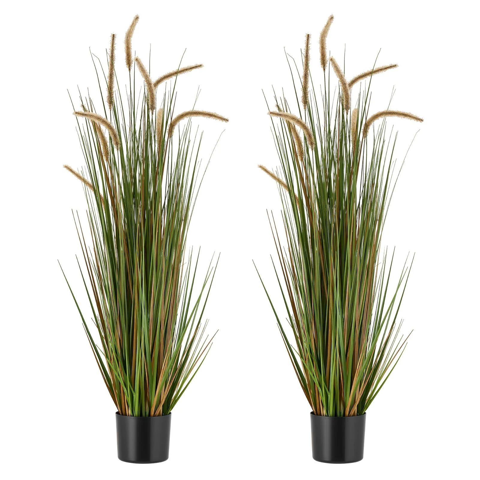 Artificial Grass Plant, 2 Pack 1194mm Horsetail Reed Grass in Pot, Premium PVC Faux Fake Greenery Shrubs Plant for Indoor Outdoor House Home Garden Office Room Décor, Housewarming, Green