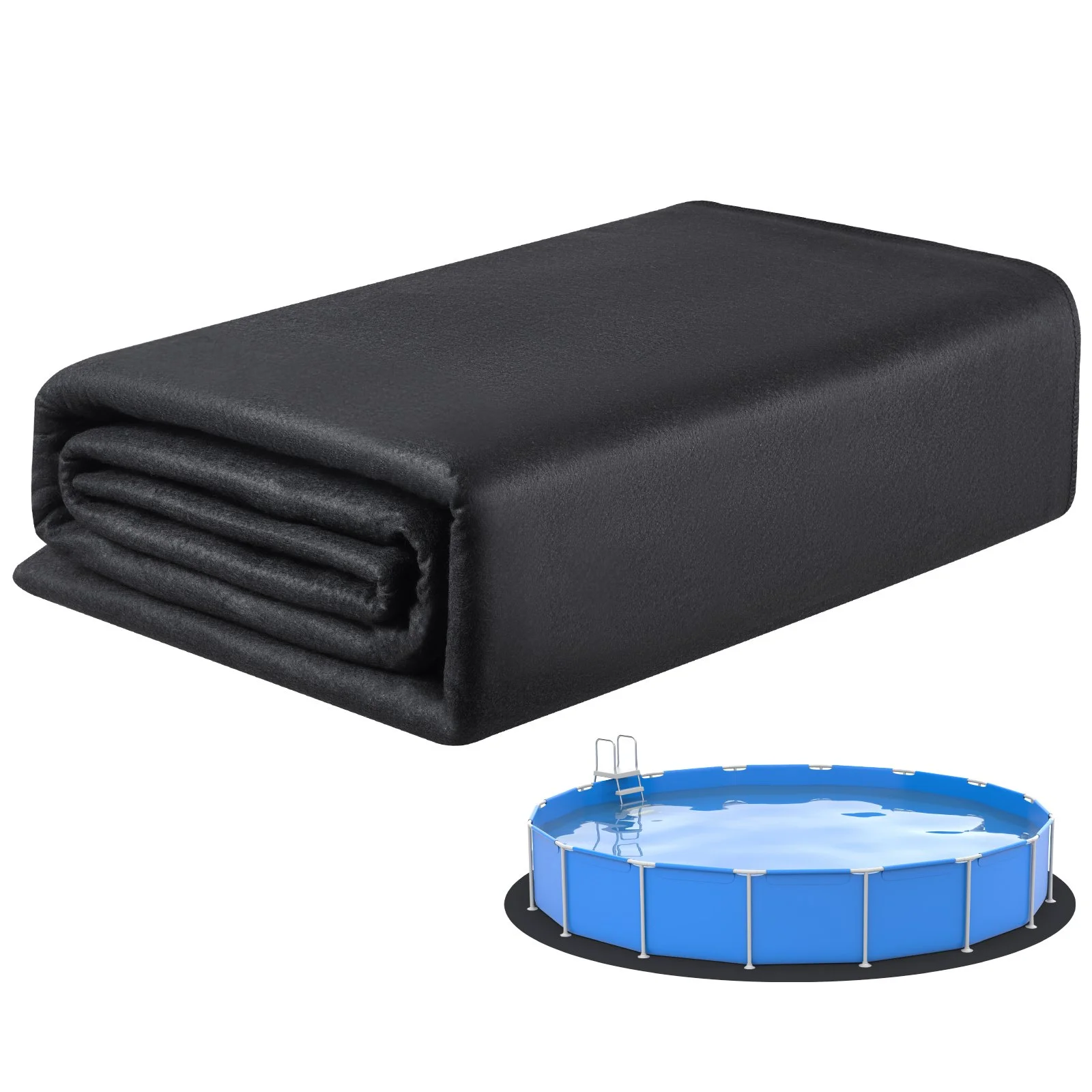 21ft Round Pool Liner Pad, Pool Liner Pad for Above Ground Swimming Pools, Extra-Thick Pool Mat, Prevents Punctures, Recycled Geotextile Material Underlayment Pad, Extend Liner Life