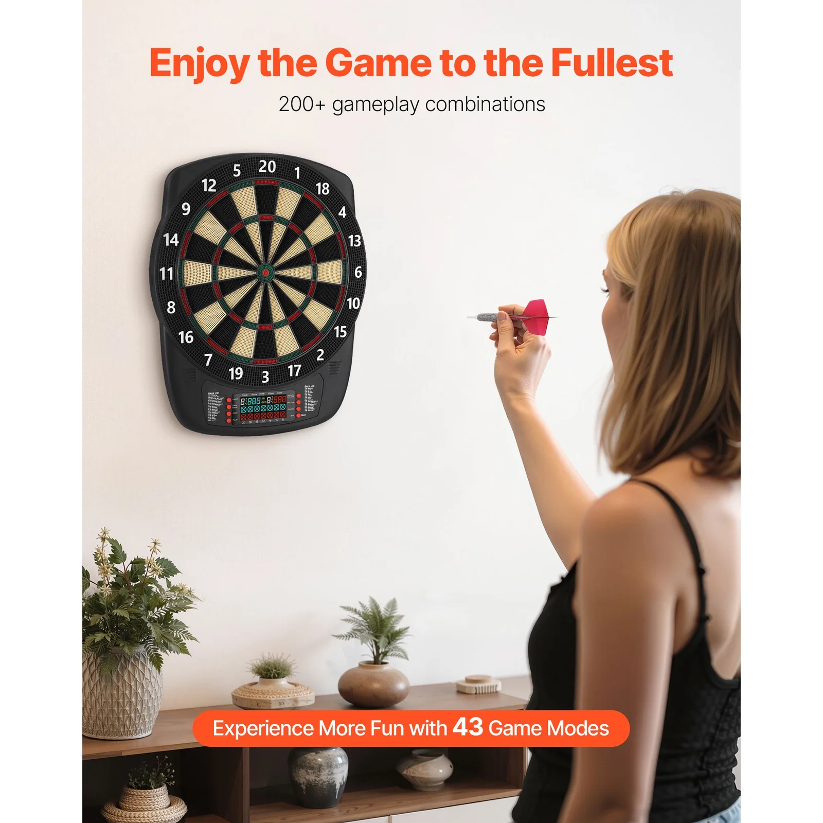 Electronic Dart Board, 336mm Target Dartboard with 43 Games & 200+ Variations for Up to 8 Players, 6 Dart Shafts with Flights & 50 Soft Tips, Color LC thumbnail 2