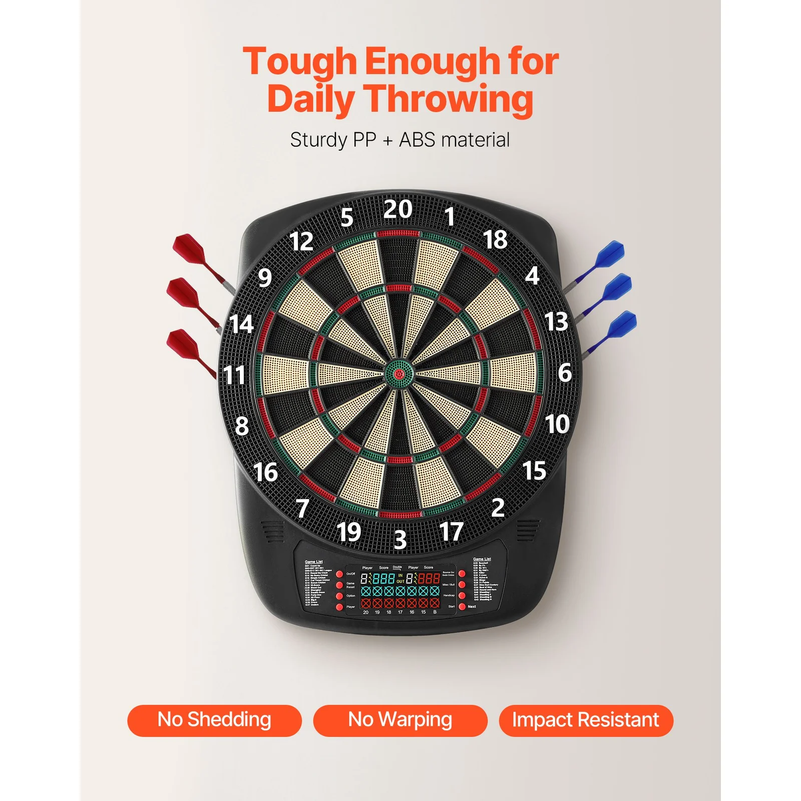 Electronic Dart Board, 336mm Target Dartboard with 43 Games & 200+ Variations for Up to 8 Players, 6 Dart Shafts with Flights & 50 Soft Tips, Color LC thumbnail 5
