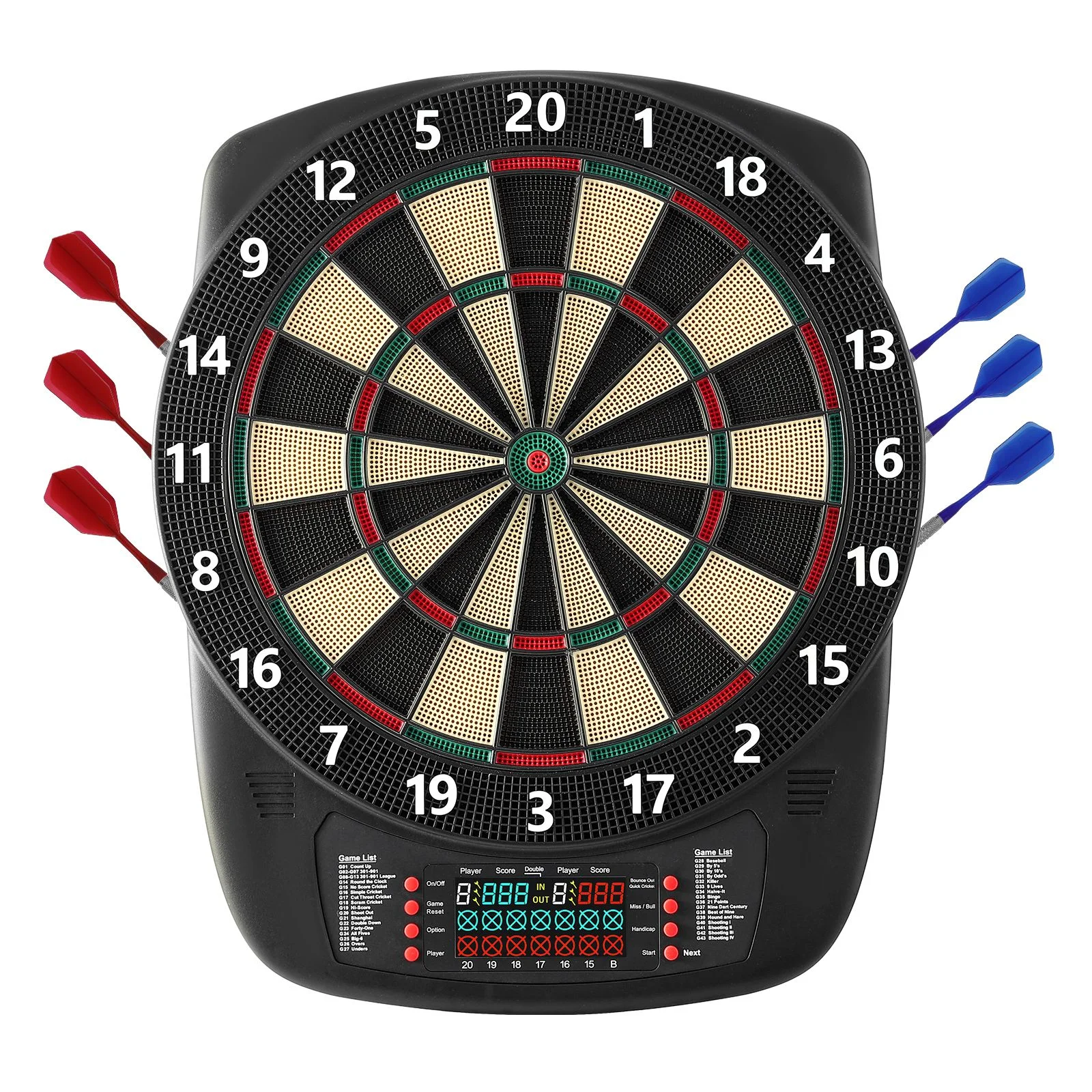 Electronic Dart Board, 336mm Target Dartboard with 43 Games & 200+ Variations for Up to 8 Players, 6 Dart Shafts with Flights & 50 Soft Tips, Color LC thumbnail 9