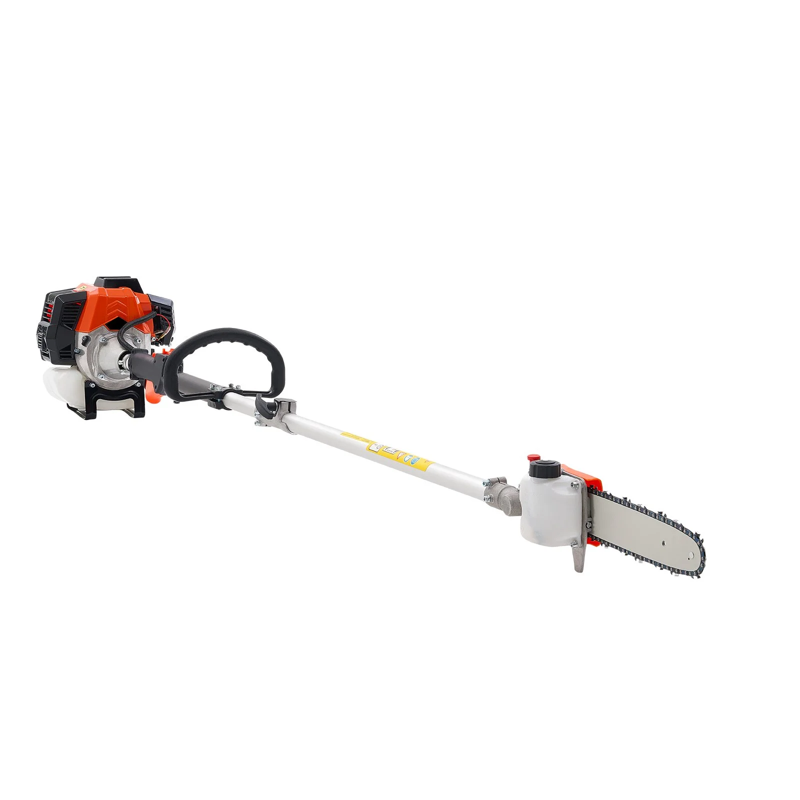 VEVOR Gas Pole Saw, 43CC 2 Stroke Gas Powered Pole Saws with 25.4 cm Cutting Bar, Cordless Tree Trimmer with Rotatable Head, 2.1 to 3.6 m Extendable, Powerful Chainsaw for Tree Trimming Pruning