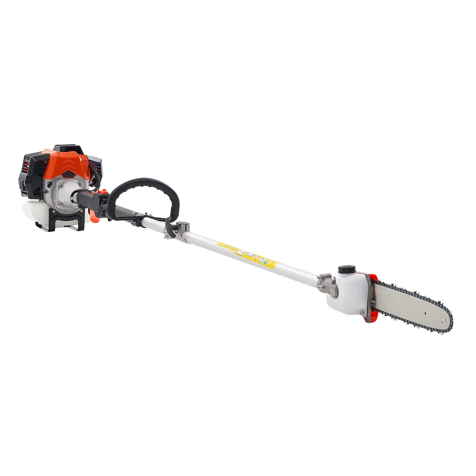 VEVOR Gas Pole Saw, 33CC 2 Stroke Gas Powered Pole Saws with 20.3 cm Cutting Bar, Cordless Tree Trimmer with 850ml Fuel Tank, 2.08 to 3.58 m Extendable, Powerful Chainsaw for Tree Trimming Pruning