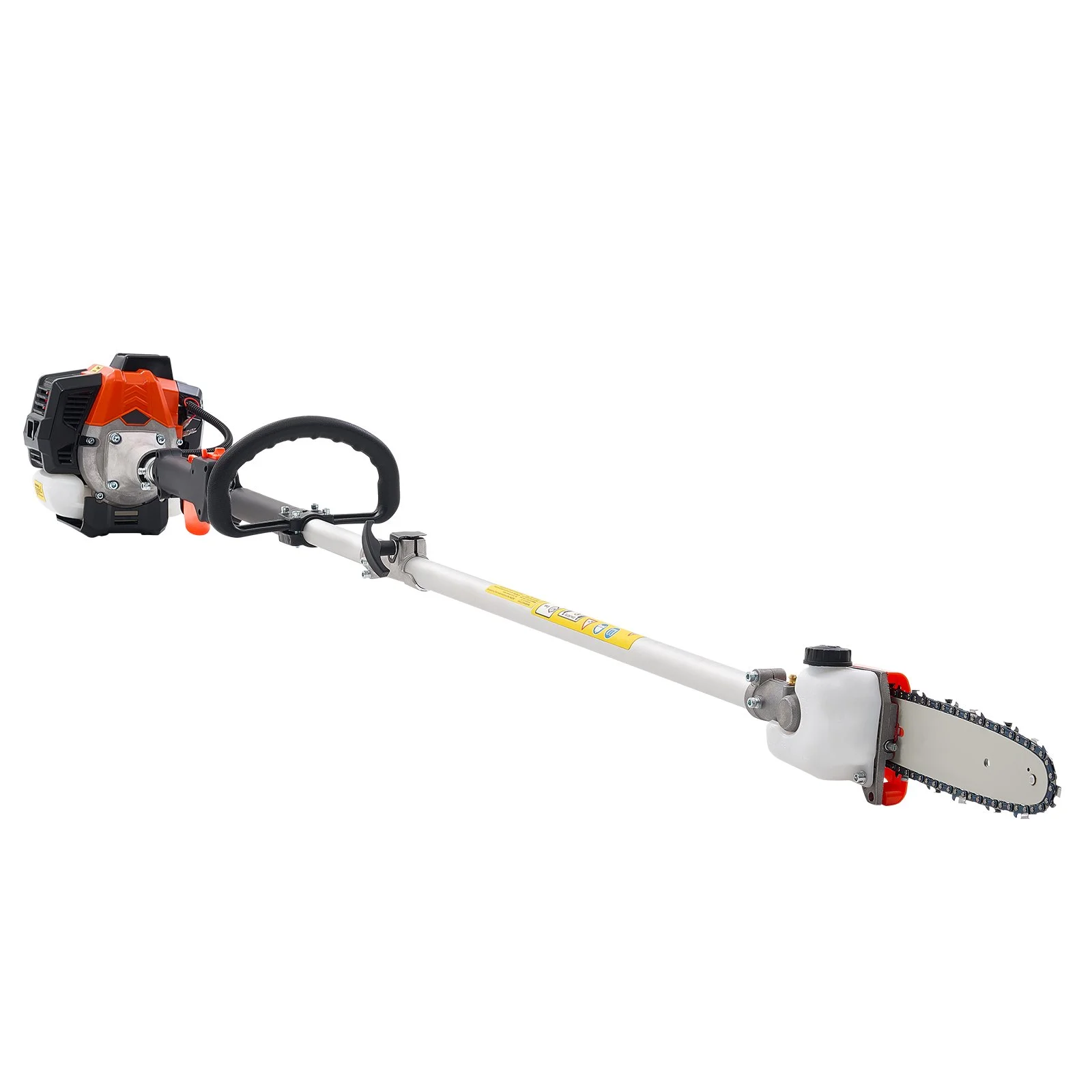 VEVOR Gas Pole Saw, 25CC 2 Stroke Gas Powered Pole Saws with 20.3 cm Cutting Bar, Cordless Tree Trimmer with 650ml Fuel Tank, 2 to 2.74 m Extendable, Powerful Chainsaw for Tree Trimming Pruning