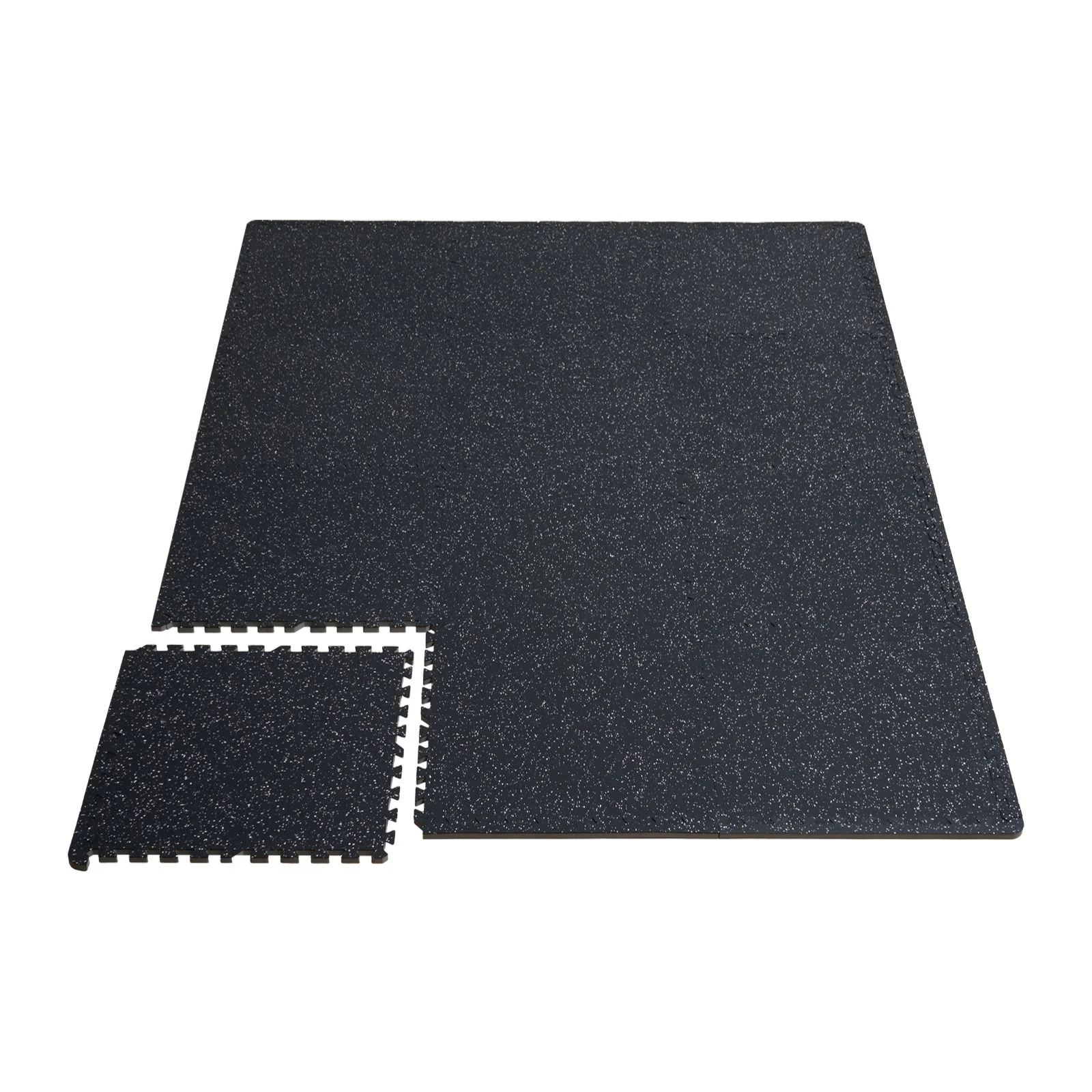 VEVOR Interlocking Gym Floor Mats 25 Tiles Rubber Top EVA Foam 100 sq ft Black & White
