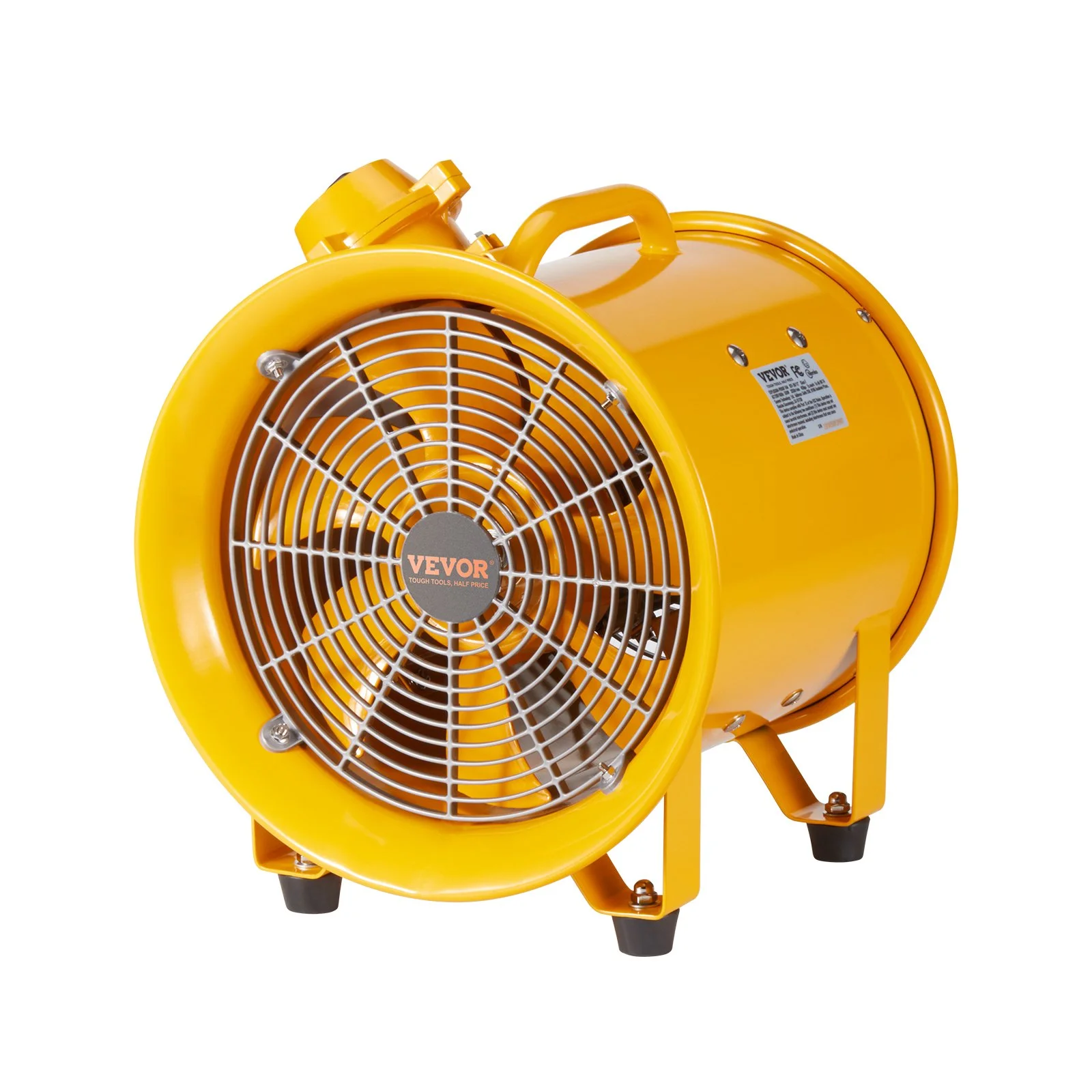 VEVOR Portable Ventilator, 304.8mm/12inch Heavy Duty Cylinder Fan, 550W Strong Shop Exhaust Fan 2500CFM, 3m Power Cord (No charging head), Industrial Utility Blower for Sucking Dust, Smoke Home/Workplace