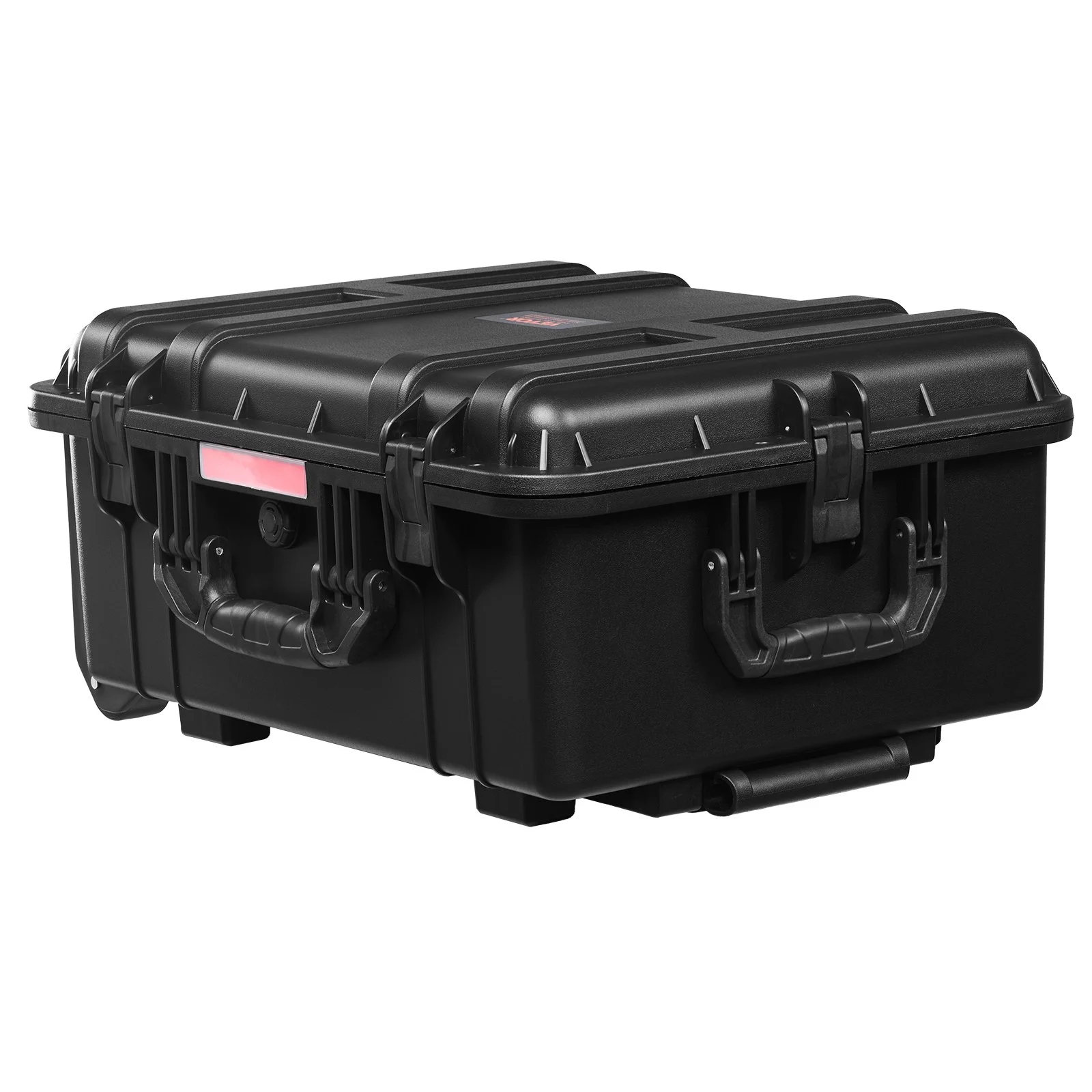 VEVOR 2.5 Cu.ft Weatherproof Hard Case, Waterproof Hard Case with Rolling Wheels and Retractable Pull Handle, IP67 Waterproof Protective Case with 4 Clips, 4 Padlock Holes, and Foam Inserted, Black