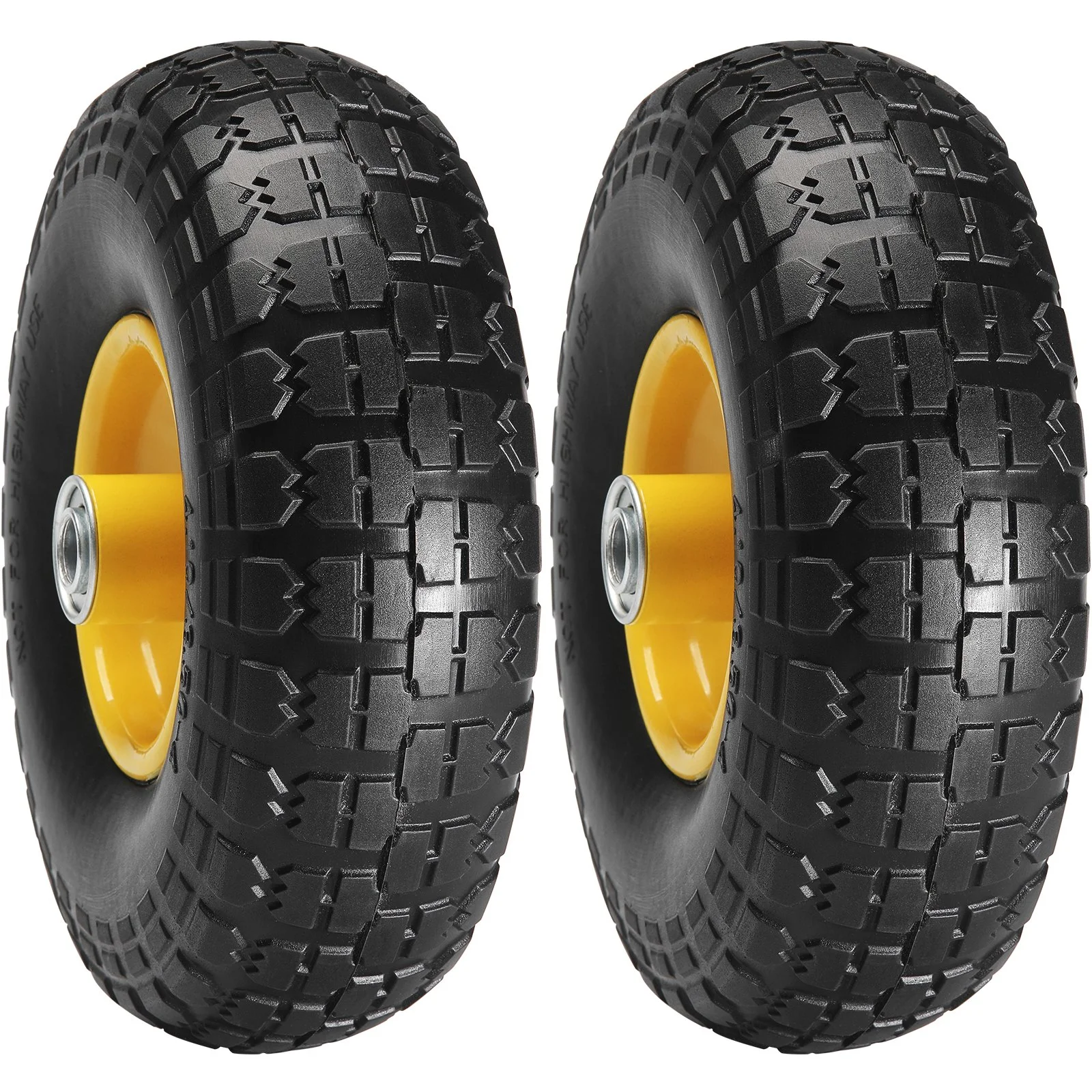 VEVOR Solid PU Run-Flat Tire Wheel, 254 mm, 2-Pack, 181.4 kg Dynamic Load, 204.1 kg Static Load, Flat Free Tubeless Tires and Wheels for Hand Truck, Utility Cart, Dolly, Garden Trailer, Various Carts