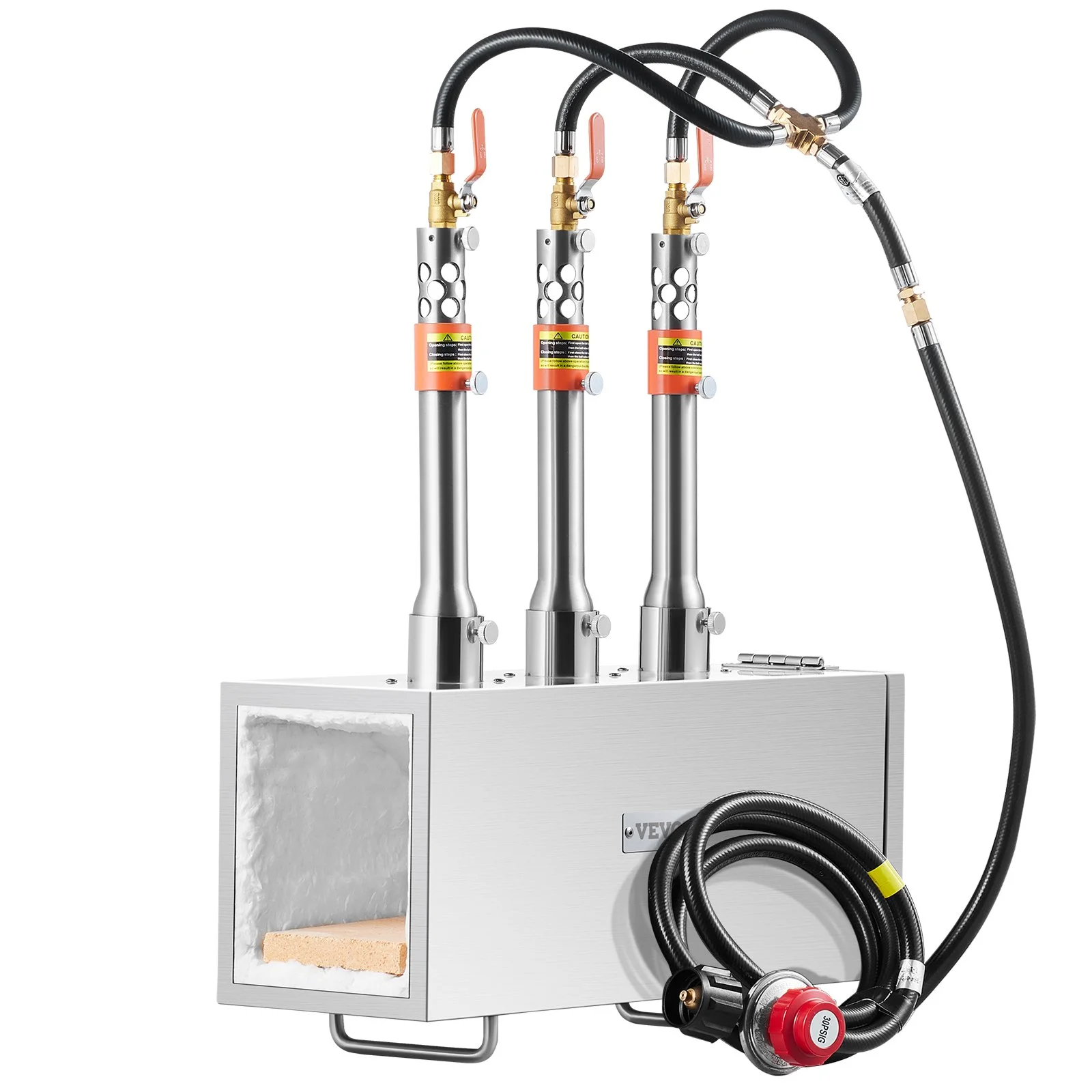 VEVOR Portable Propane Forge, 3 Burner Farrier Forge, 2600℉ Tool and Knife Making Blacksmithing Gas Forge, Large Capacity Square Stainless Steel Gas Forging Tools and Equipment for Metal Forging