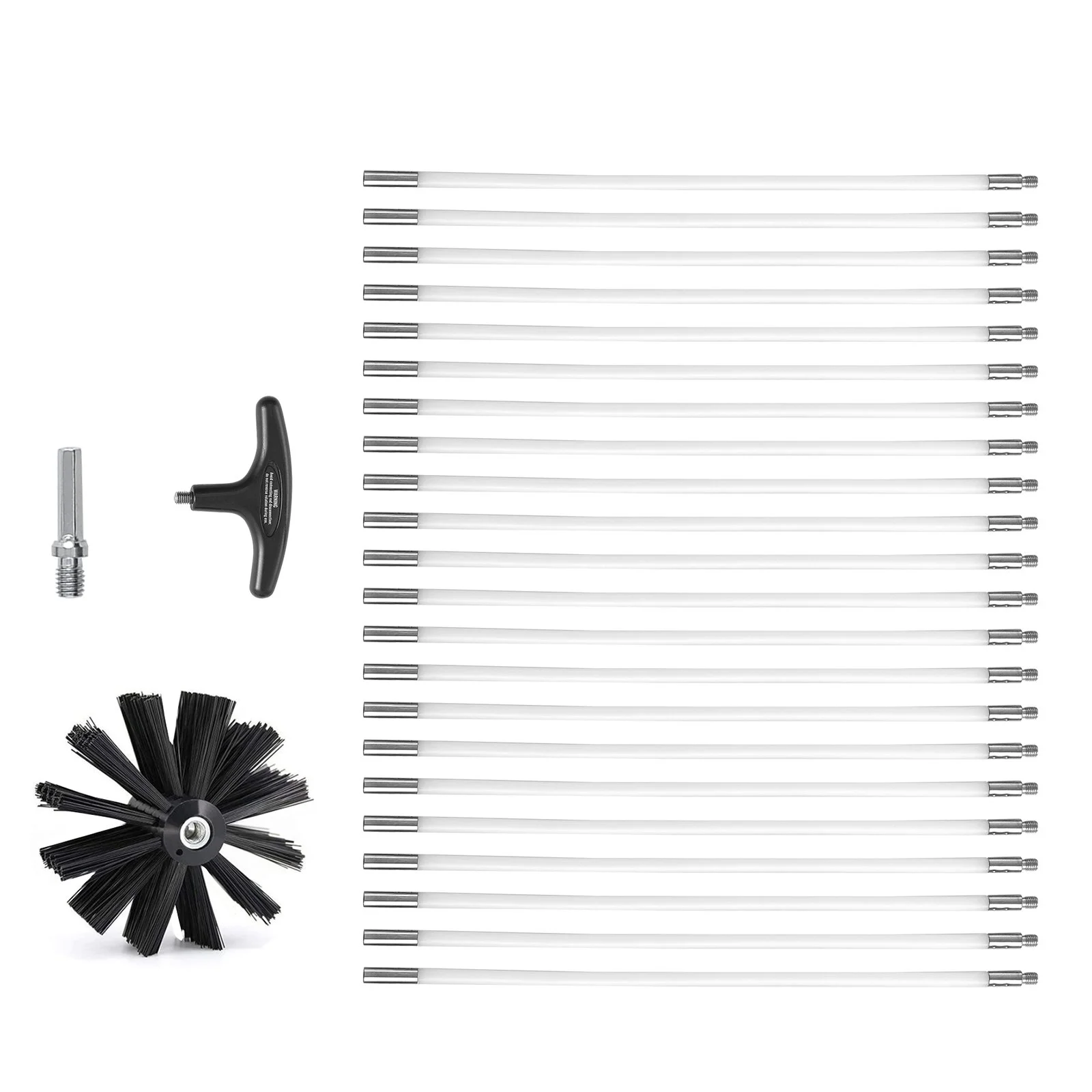 VEVOR 914.4CM Dryer Vent Cleaner Kit, 22 Pieces Duct Cleaning Brush, Reinforced Nylon Dryer Vent Brush, Dryer Cleaning Tools Lint Remover with Flexible Lint Trap Brush, Clamp Connectors