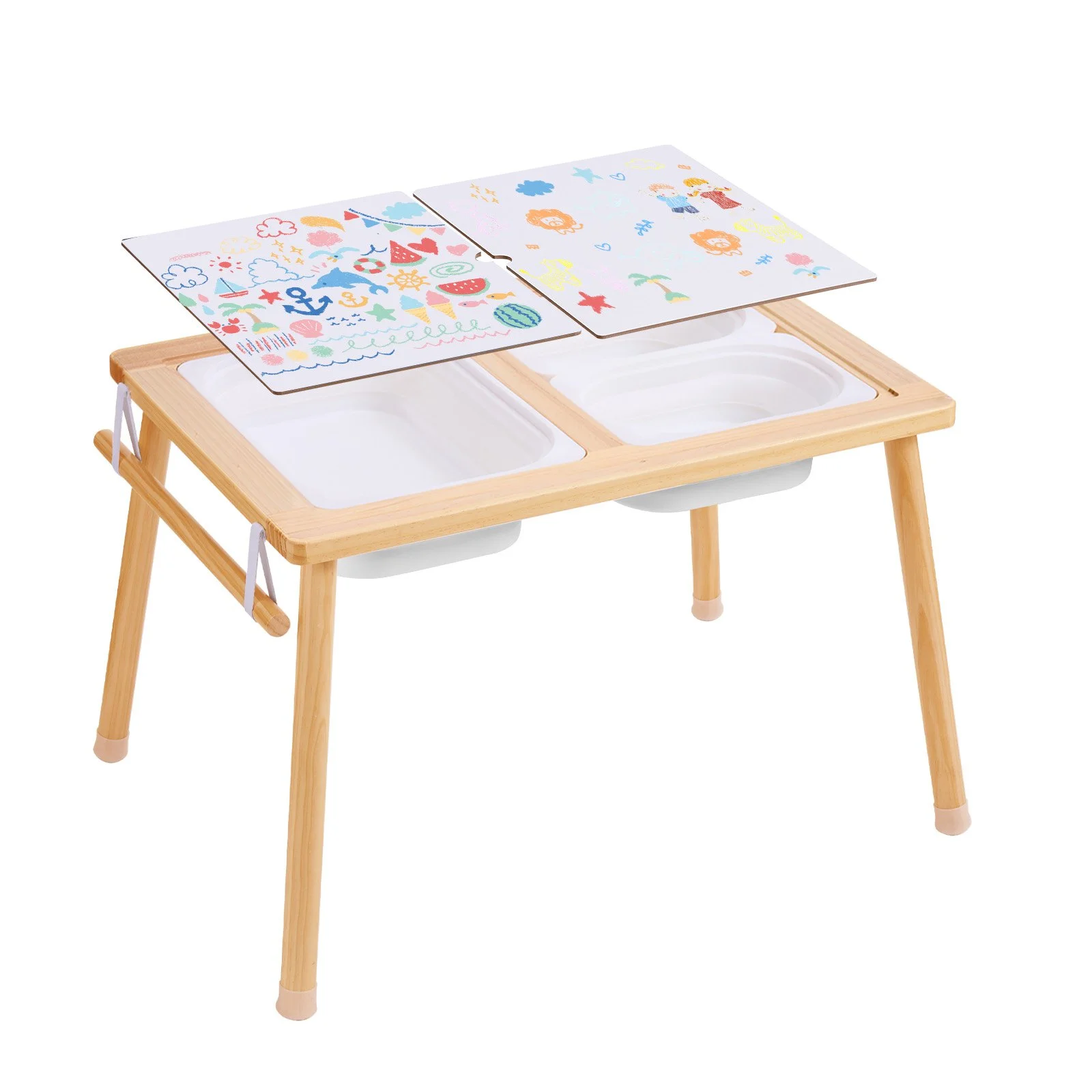 VEVOR Kids Sensory Table Sand Water Play Table with 1 Paper Roll 3 Storage Bins