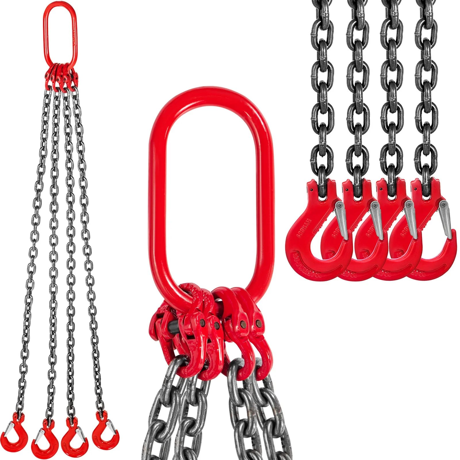 4 Legs Lifting Hook Chain Sling 2Mx8MM, 4T Lifting Chain Sling Legs Steel Factories Steel Powder Coating Lifting Chain High Temperature Resistance