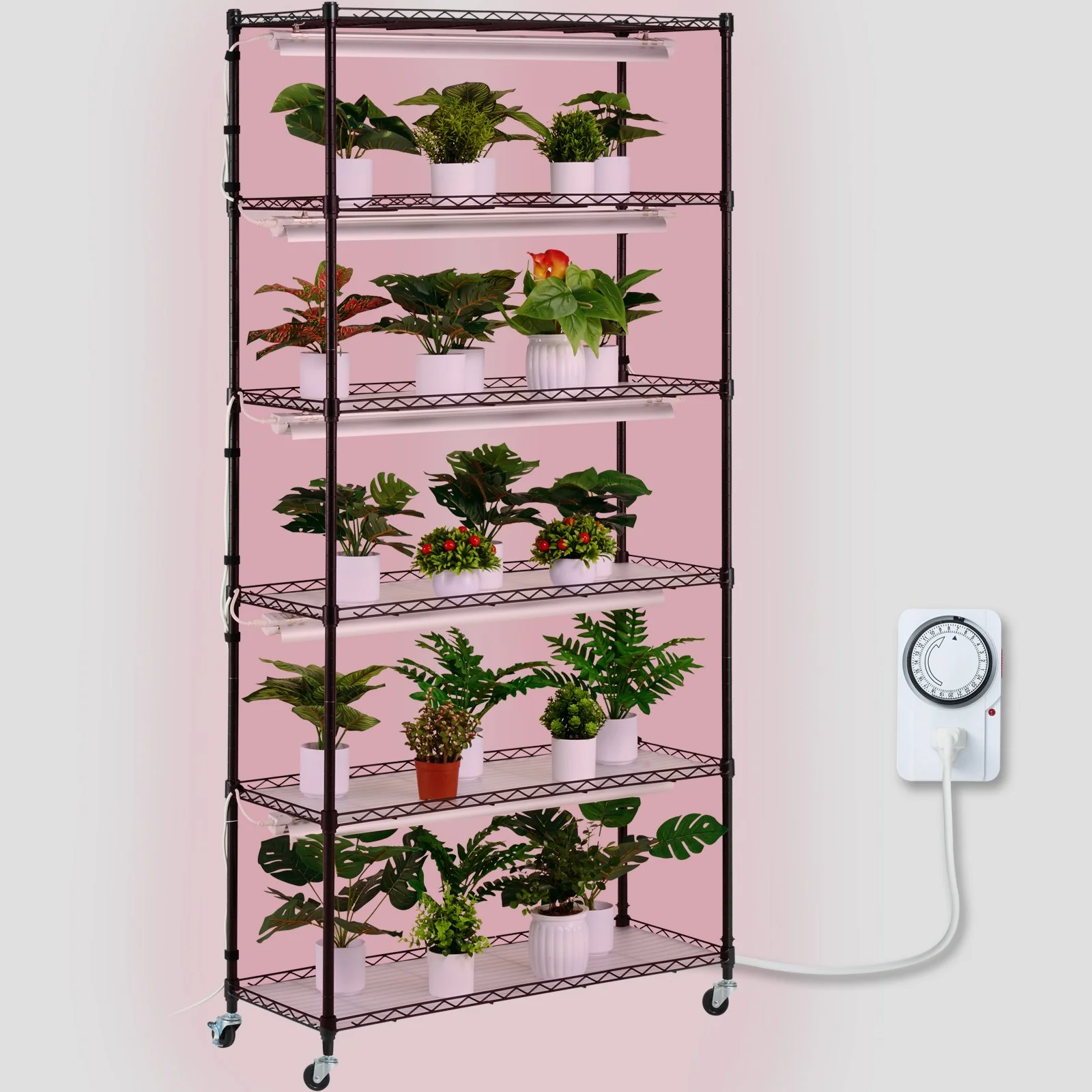 VEVOR Plant Stand with Grow Light 6 Tiers 180W 180 cm  Indoor Plant Grow Shelf